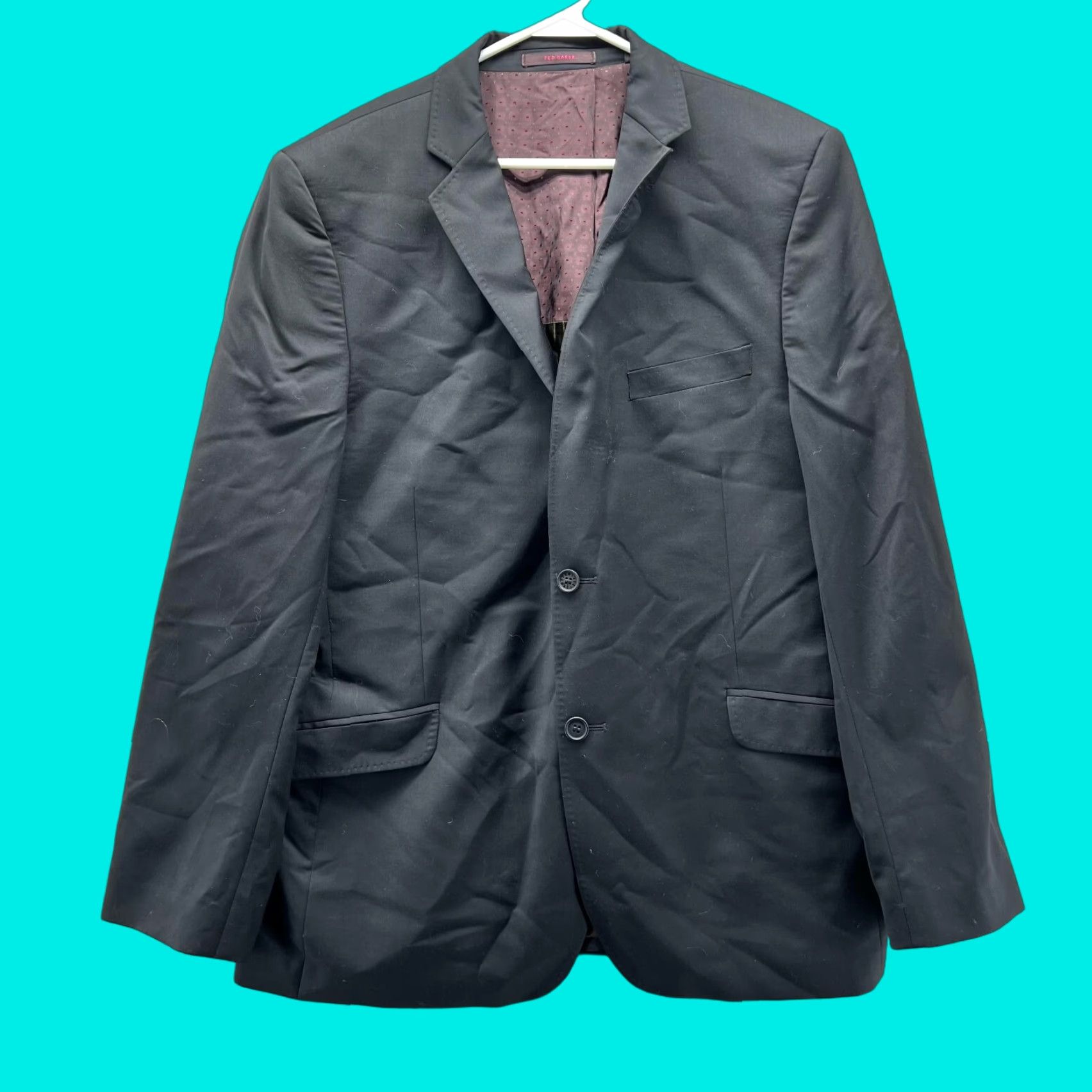 Ted Baker Ted Baker Blazer Men 44R Black Wool 2-Button Notch Lapel Single-Breasted Dress Jacket Suit Size 44R - 1 Thumbnail