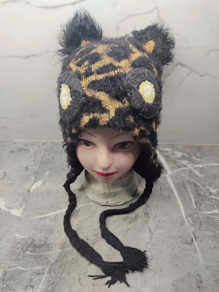 Japanese Brand × Rusty × Vintage Rusty Leopard Wool Style Beanie Size ONE SIZE - 2 Thumbnail