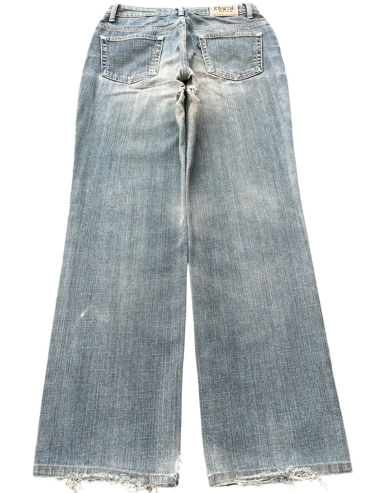 Edwin × Japanese Brand × KMRii Vintage Japanese Brand Blue Washed Straight Frayed Leg Jeans Size US 29 - 2 Thumbnail