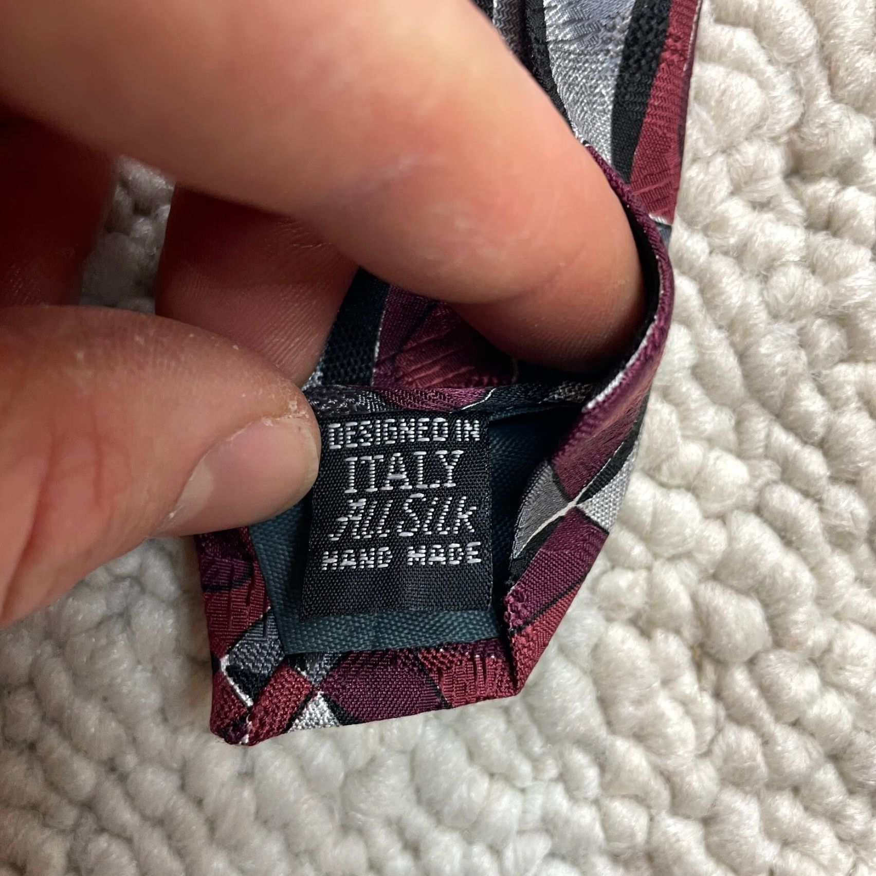 Moreschi Giorgio Moreschi Mens OS Red Gray Neck Tie 100% Silk Designer Classic Necktie Size ONE SIZE - 7 Thumbnail