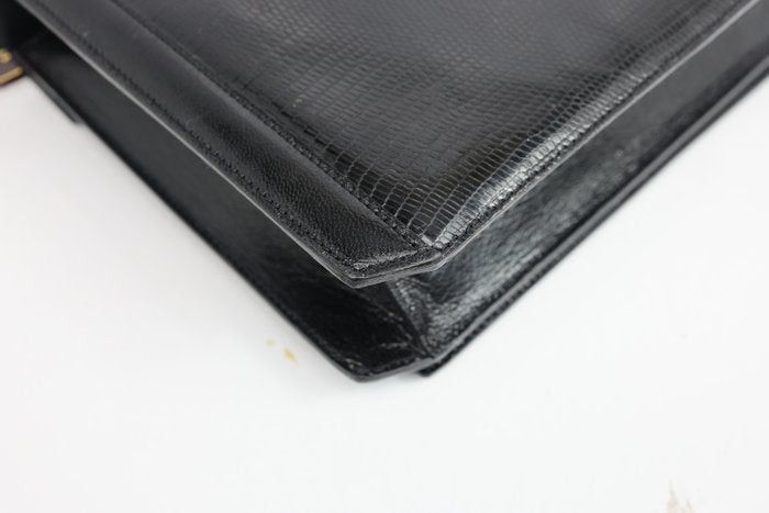 Yves Saint Laurent Yves Saint Laurent Black Y Logo Lizard Embossed Leather Size ONE SIZE - 11 Thumbnail