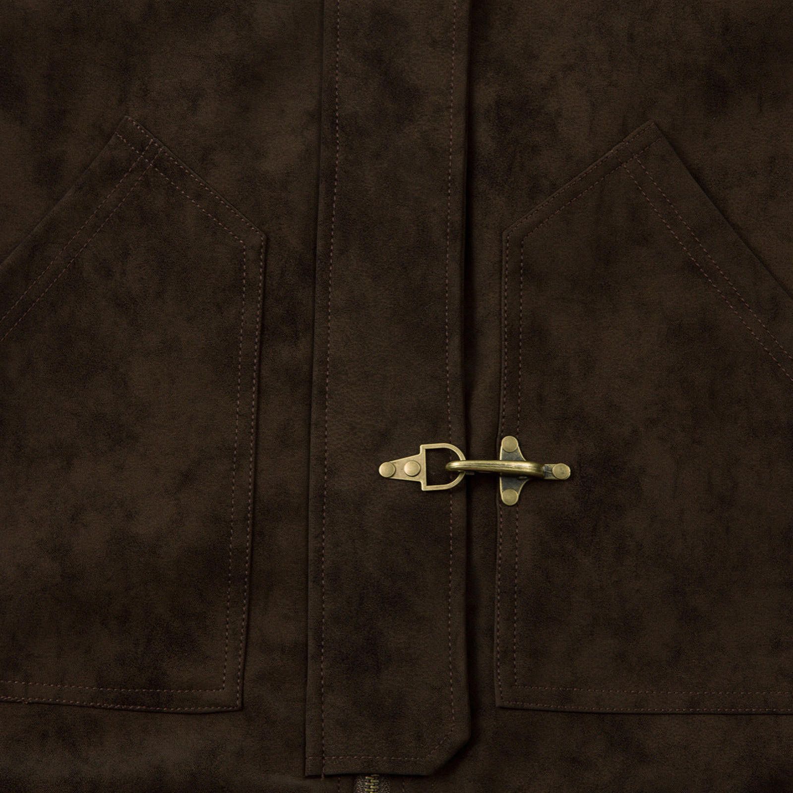 Vintage Dark Brown Faux Suede Fireman Clasp Closure Size US M / EU 48-50 / 2 - 2 Thumbnail