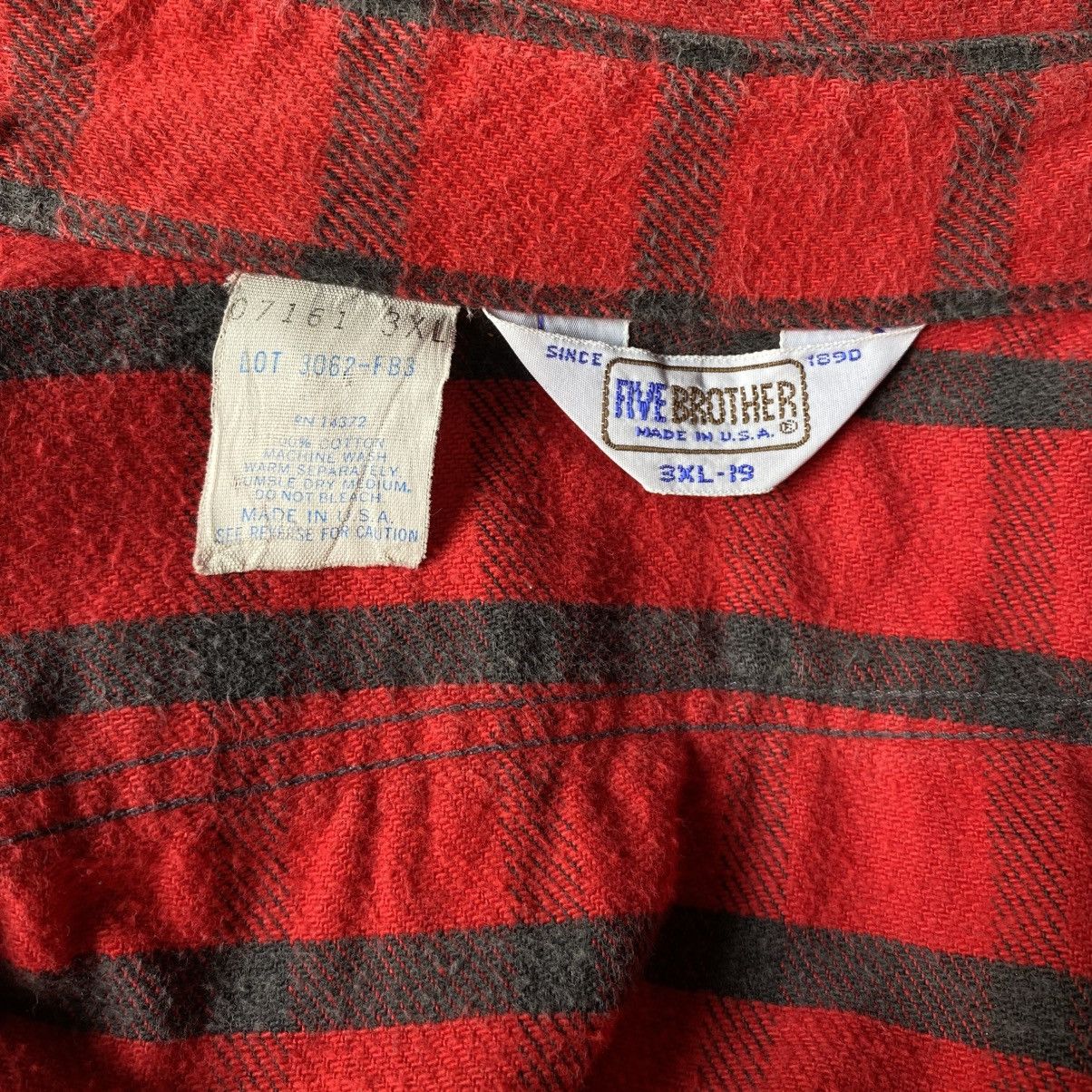 FiveBrother × Vintage FIVE BROTHER Red & Black Plaid Long-Sleeve Shirt. Size US XXL / EU 58 / 5 - 8 Thumbnail