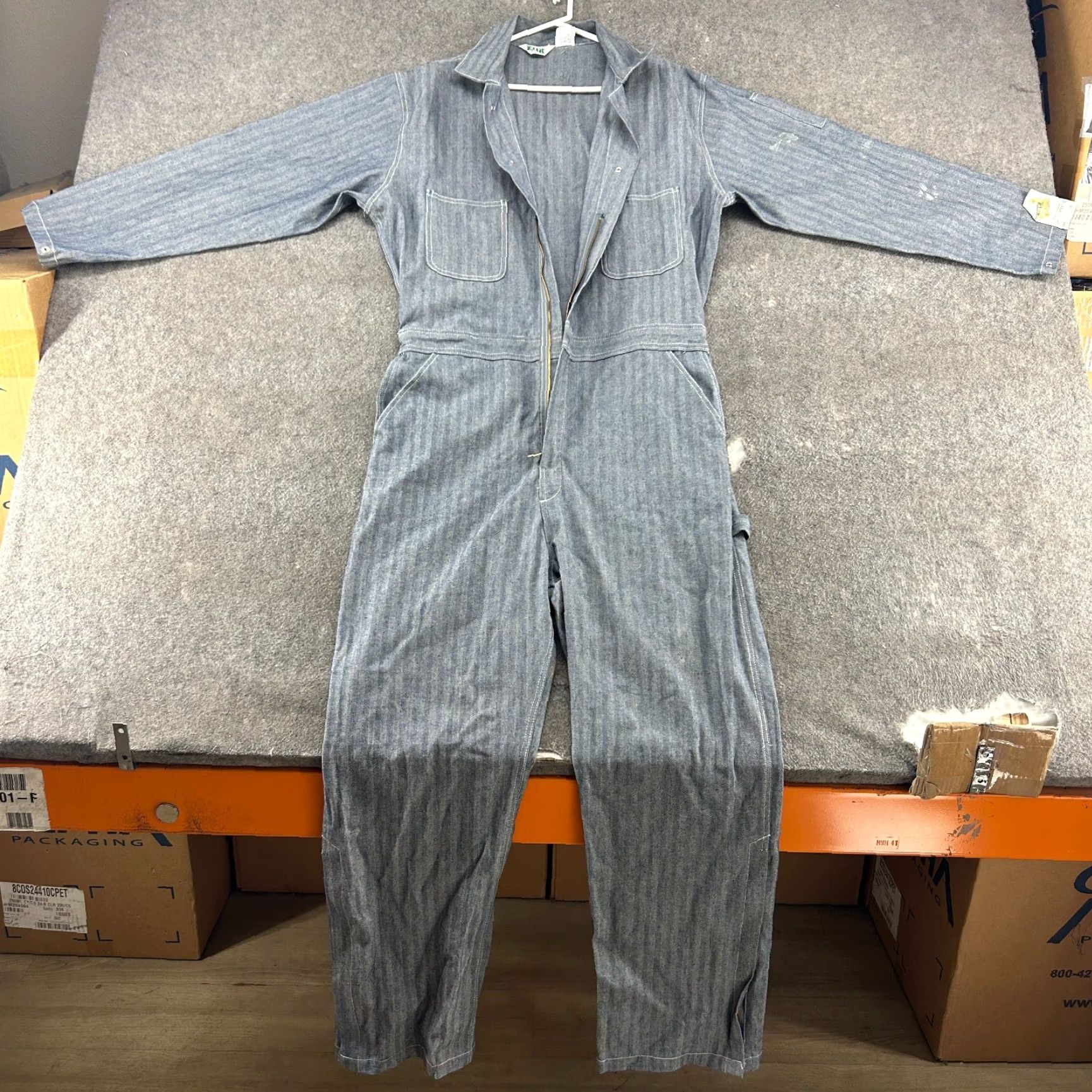 Vintage Key Coveralls Mens L Blue Herringbone Mechanic Long Sleeve Workwear Cotton HBT Size US L / EU 52-54 / 3 - 6 Thumbnail