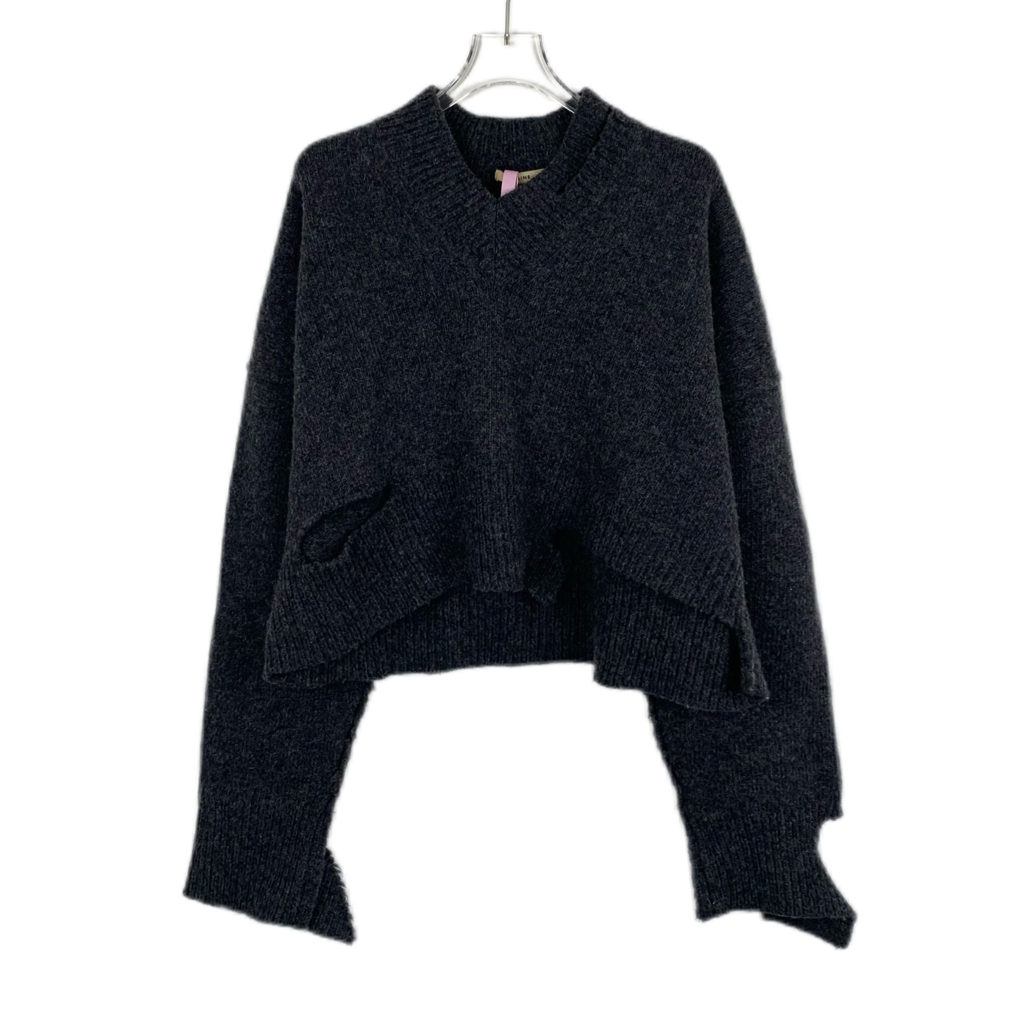 Celine Distressed V-Neck Wool Knit Sweater (Size XS)