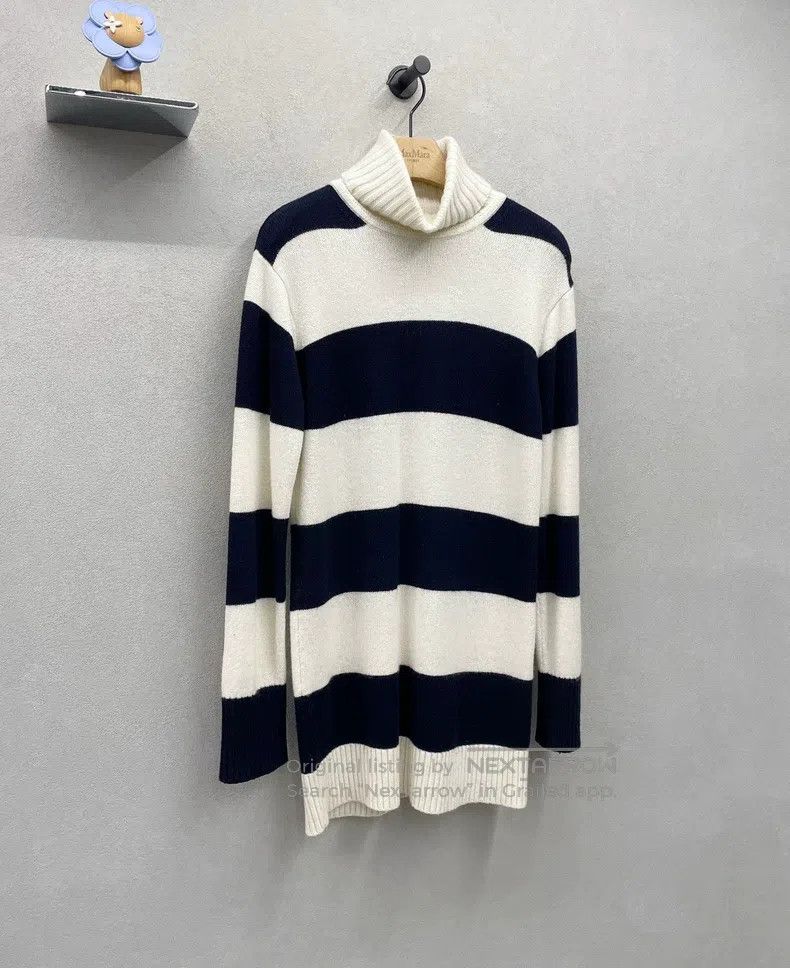 Max Mara Max Mara Navy Striped Knit Dress Size M / US 6-8 / IT 42-44 - 3 Thumbnail