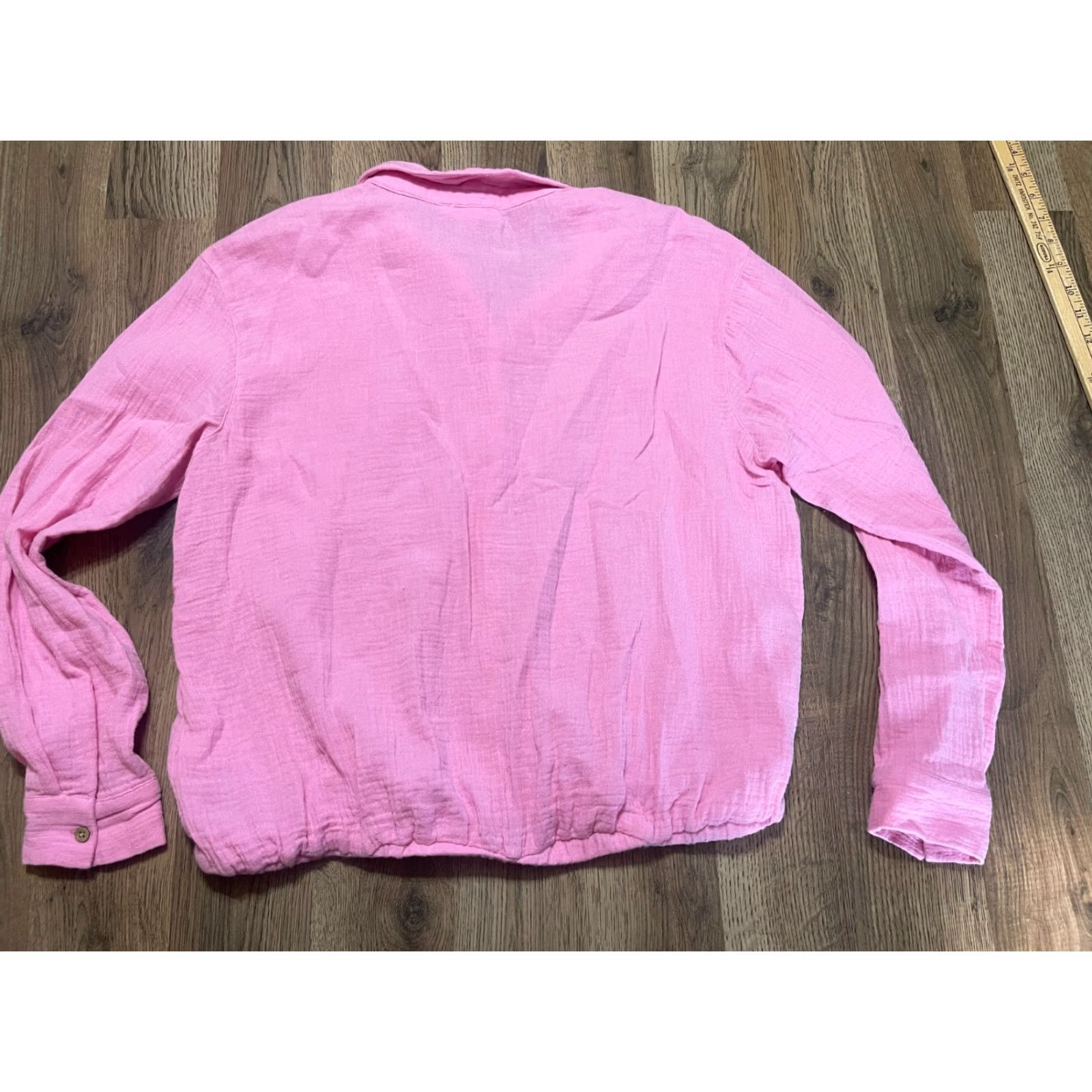 Vintage Beach Lunch Lounge Shirt Women's Small Pink Long Sleeve Button Up Size S / US 4 / IT 40 - 2 Thumbnail