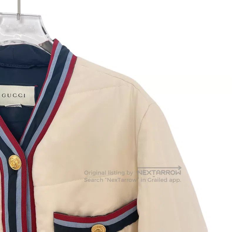 Gucci Gucci Beige contrast colour striped lock edge gold button Size S / US 4 / IT 40 - 3 Thumbnail