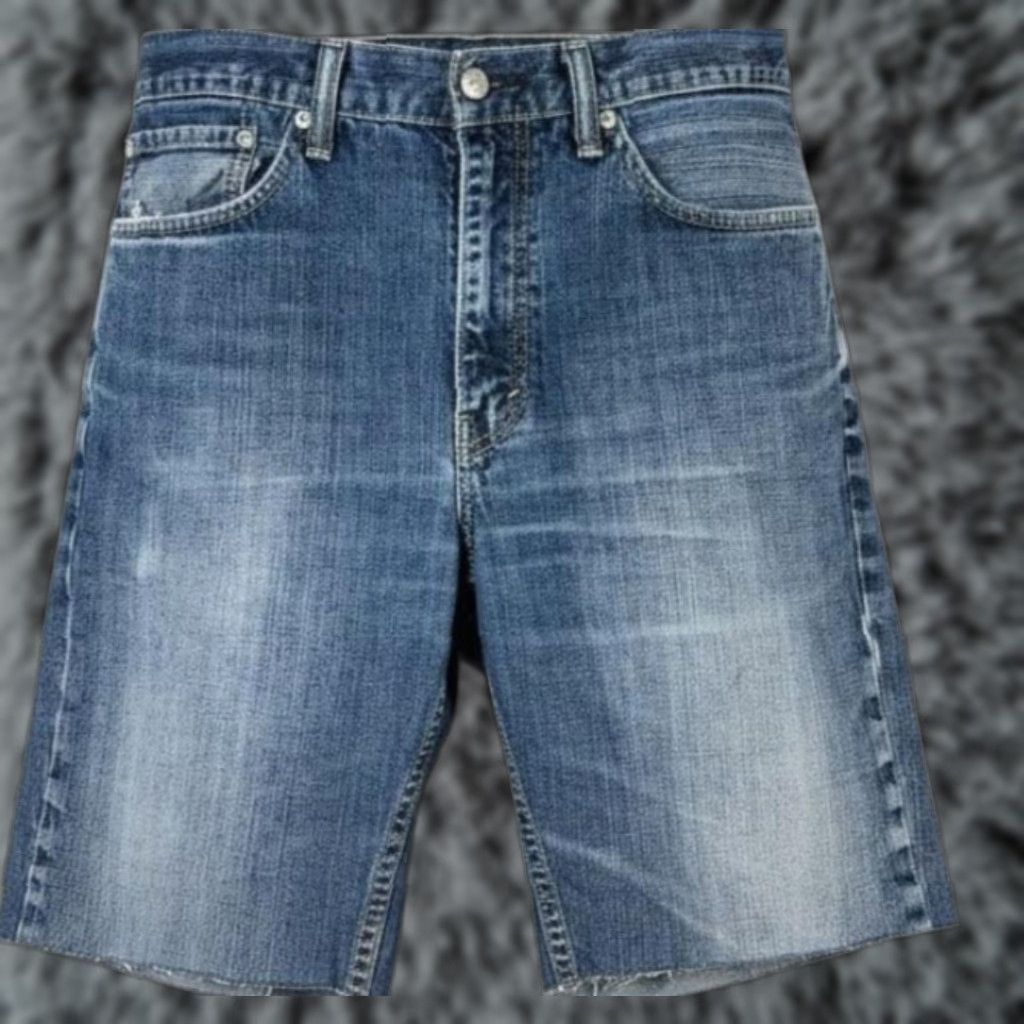 Levi's Levi's 514 Shorts Mens 36 Blue Bermuda Denim 5-Pocket Zip Fly Button Closure Distressed Raw Hem Summer Casual Mens Size US 36 / EU 52 - 1 Thumbnail