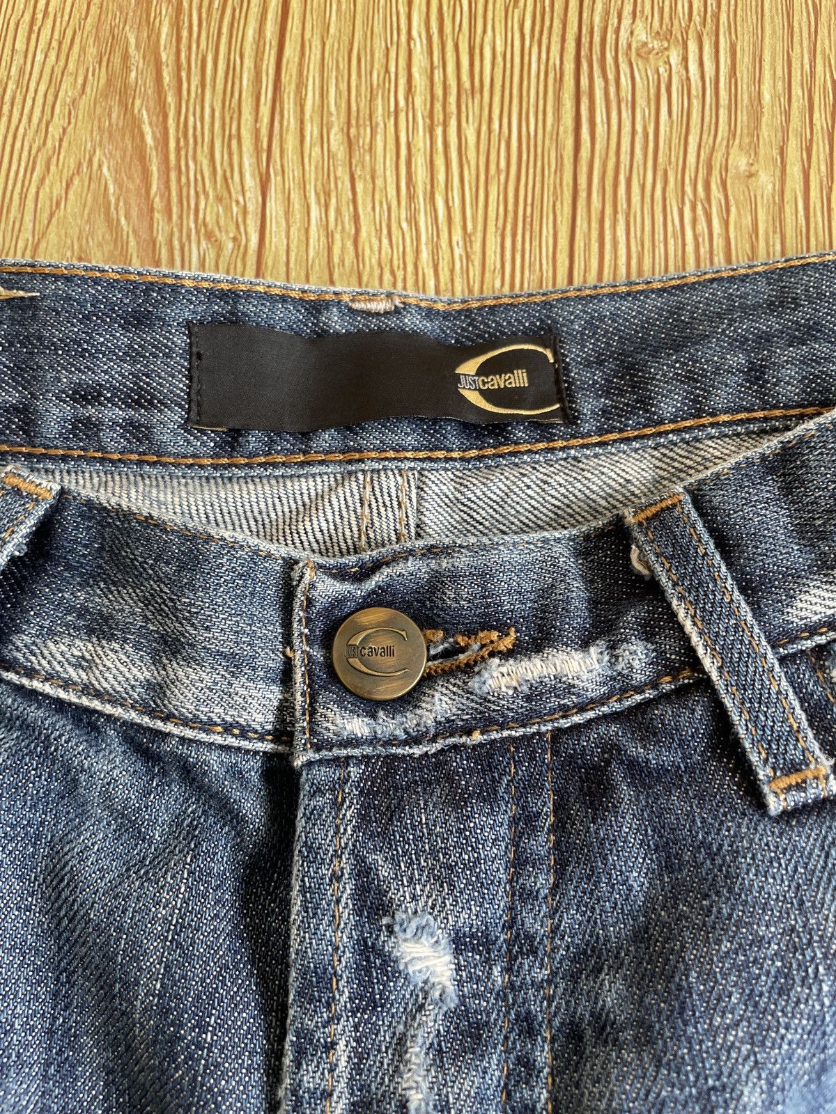 Just Cavalli Rare Design Vintage Brand Just Cavalli Ripped Jeans 2000s Size US 31 - 14 Thumbnail