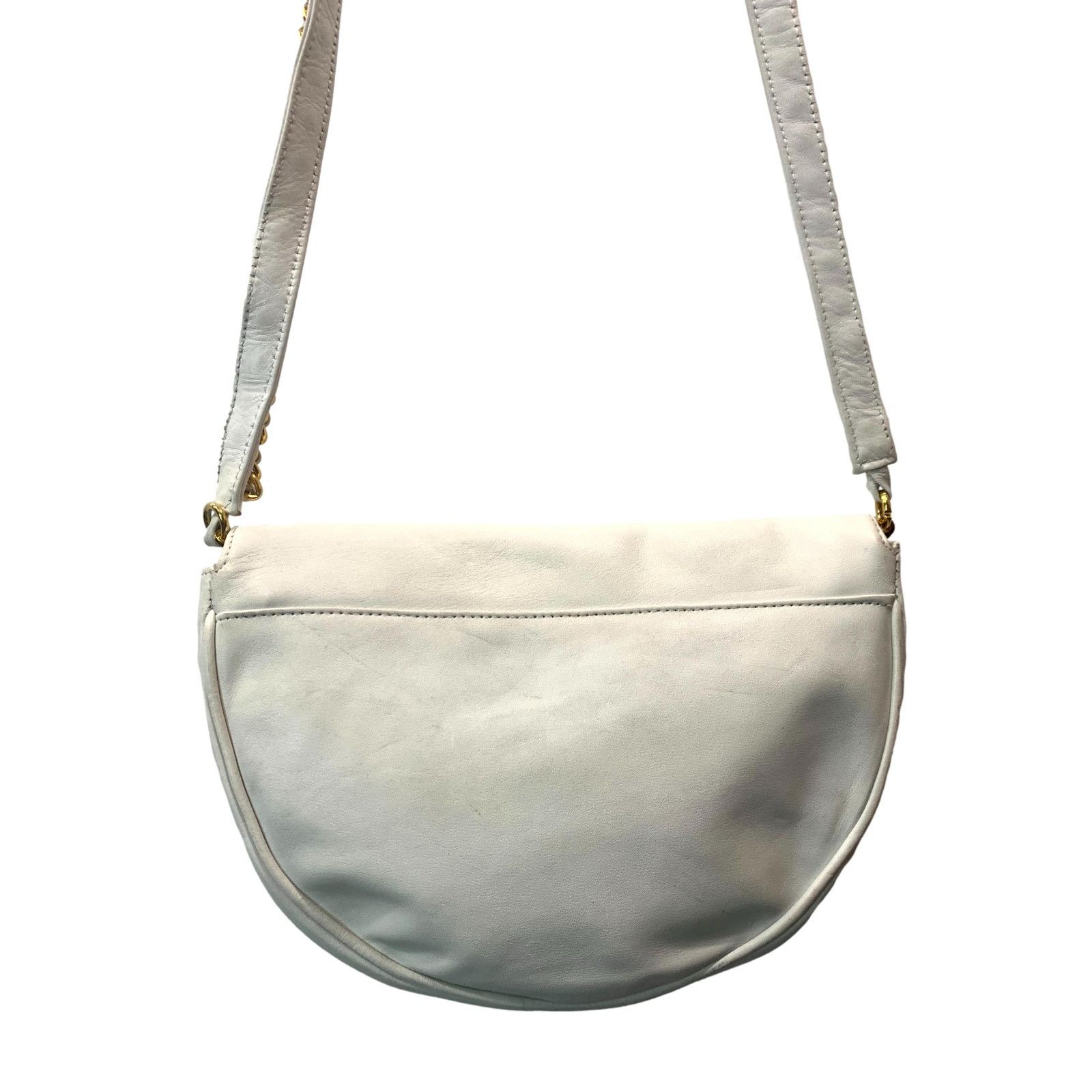 Genuine Leather × Panerai × Vintage Vintage White Leather Semi Circle Shoulder Bag Gold Chain Size ONE SIZE - 5 Thumbnail