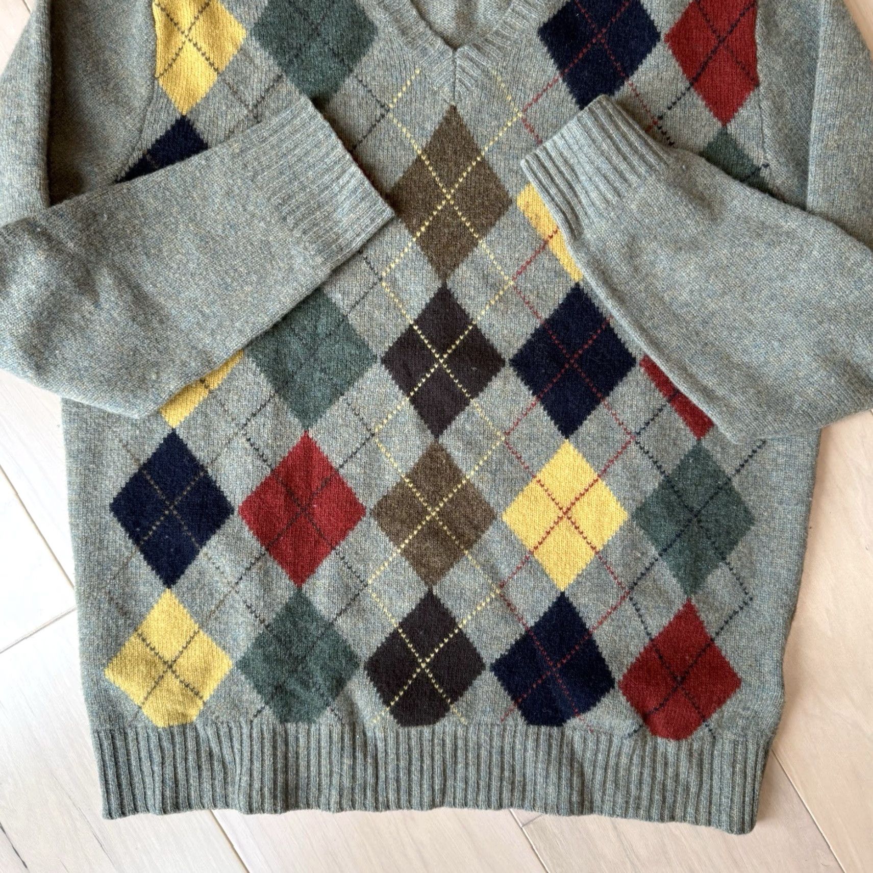 J.Crew J.CREW Argyle Wool Sweater M Multicolor V Neck Pullover Knit Mens Regular Pullover Autumn Winter Size US M / EU 48-50 / 2 - 5 Thumbnail