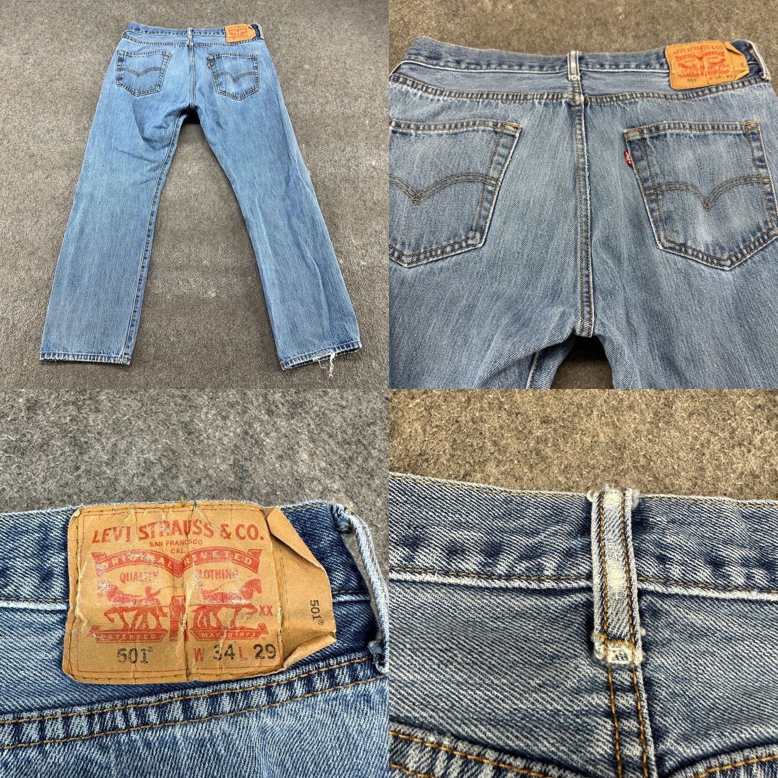 Levi's VINTAGE Levi's 501 Jeans Mens 34x29 Blue Distressed Straight Regular Fit Jeans Size US 34 / EU 50 - 9 Thumbnail