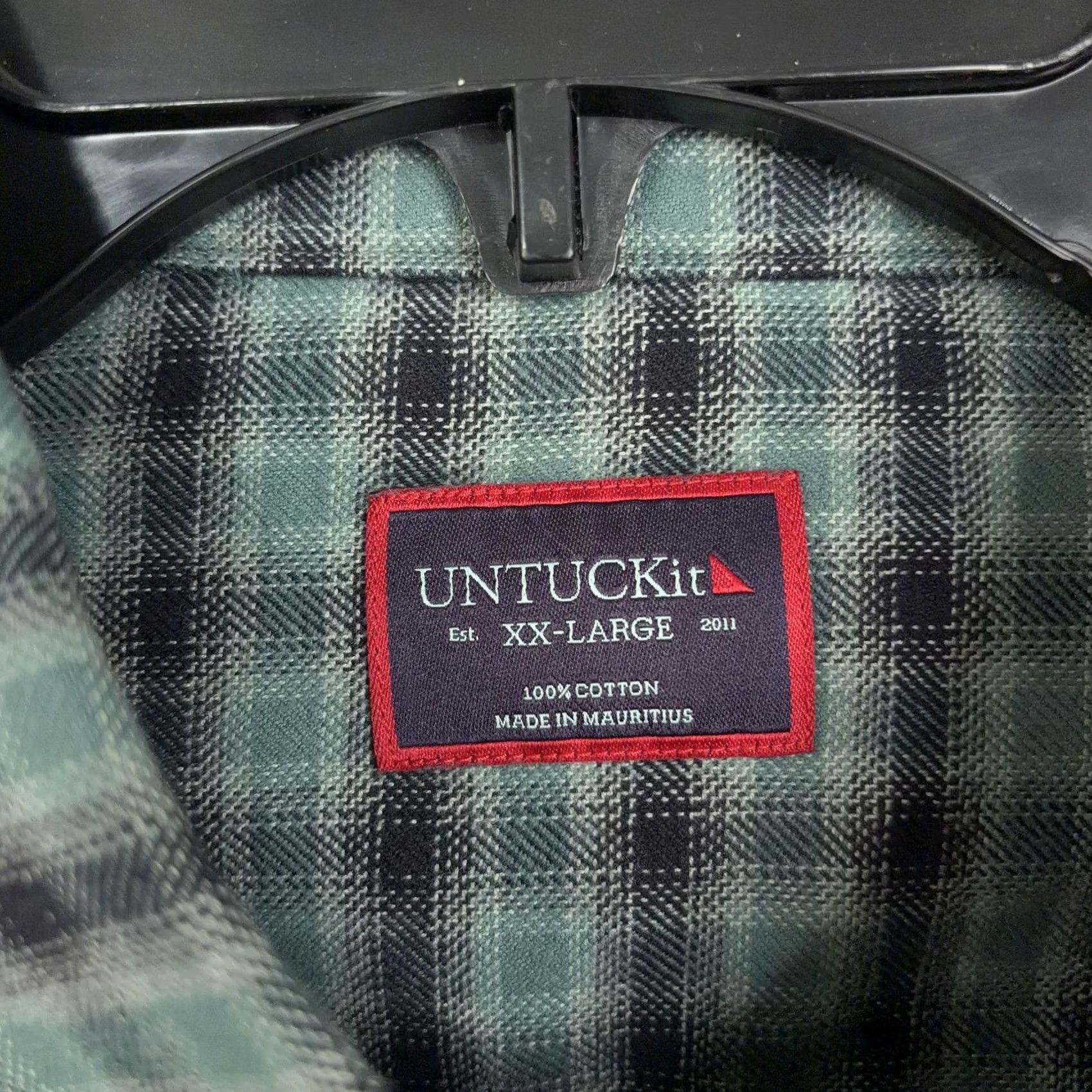 UNTUCKit UNTUCKit Shirt Mens 2XL Green Plaid Flannel Long Sleeve Button Front Casual Size US XXL / EU 58 / 5 - 4 Thumbnail