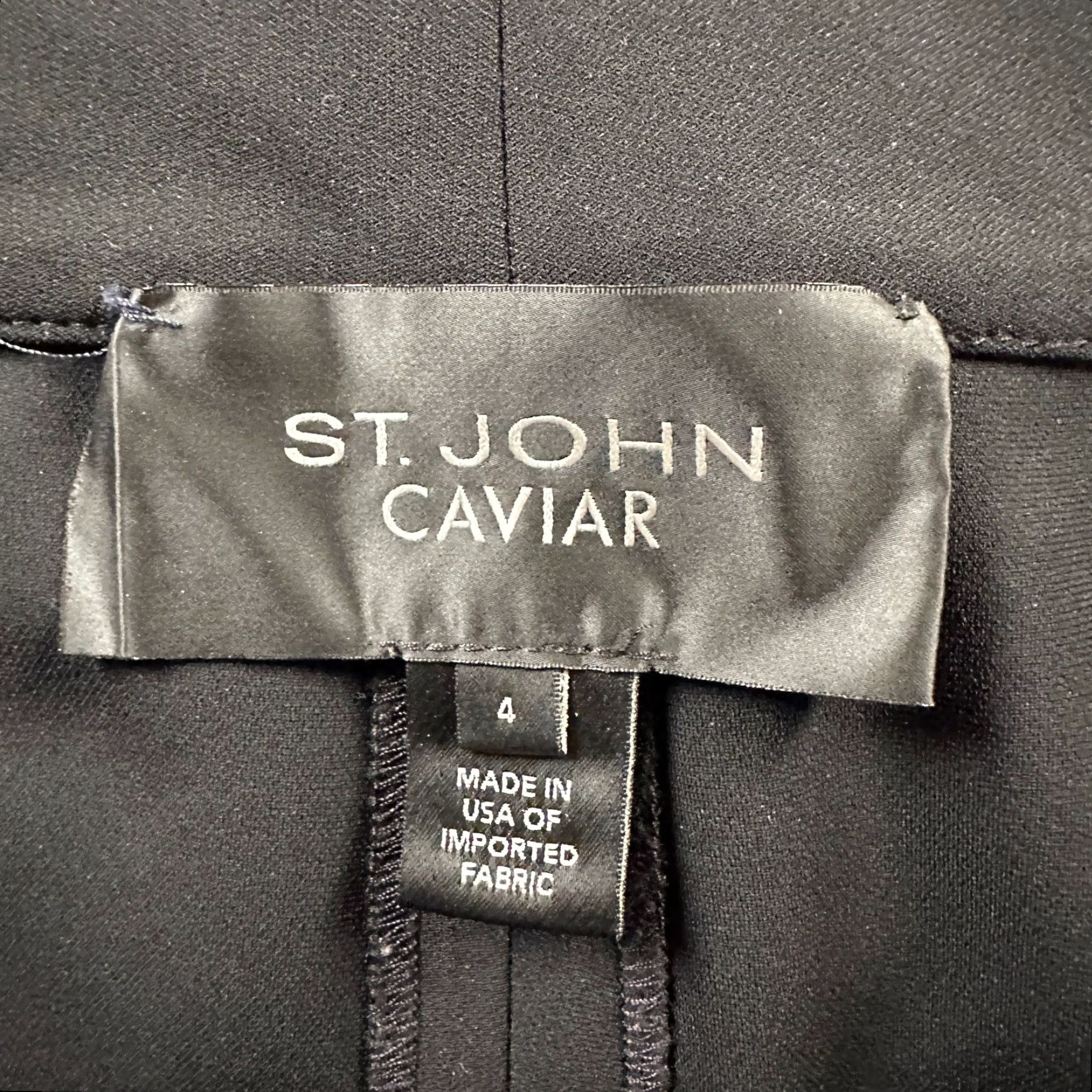 St. John St John Caviar Pants Womens 4 Black Straight Leg Ponte Pull On Stretch Work Size 27" / US 4 / IT 40 - 4 Thumbnail
