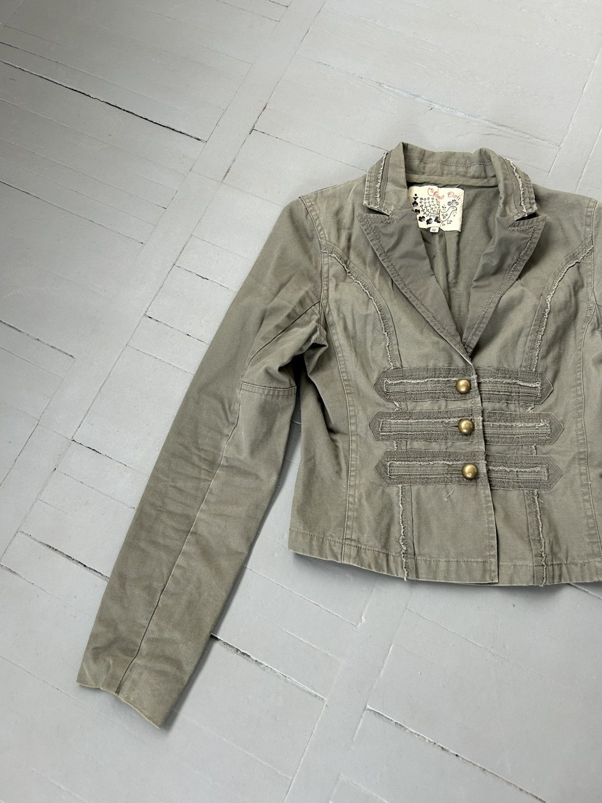 Japanese Brand × Vintage Vintage khaki crop blazer Japanese style Size M / US 6-8 / IT 42-44 - 3 Thumbnail