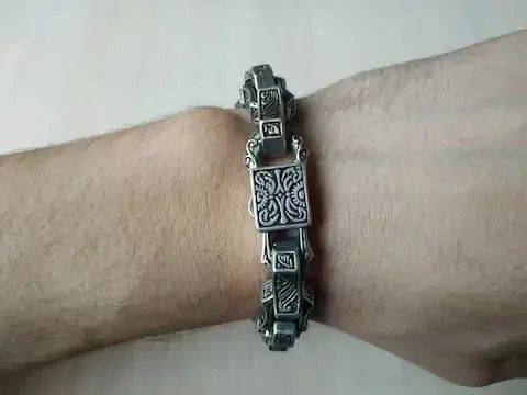 Other Silver Color Engraving Square Chain Bracelet Size ONE SIZE - 1 Thumbnail
