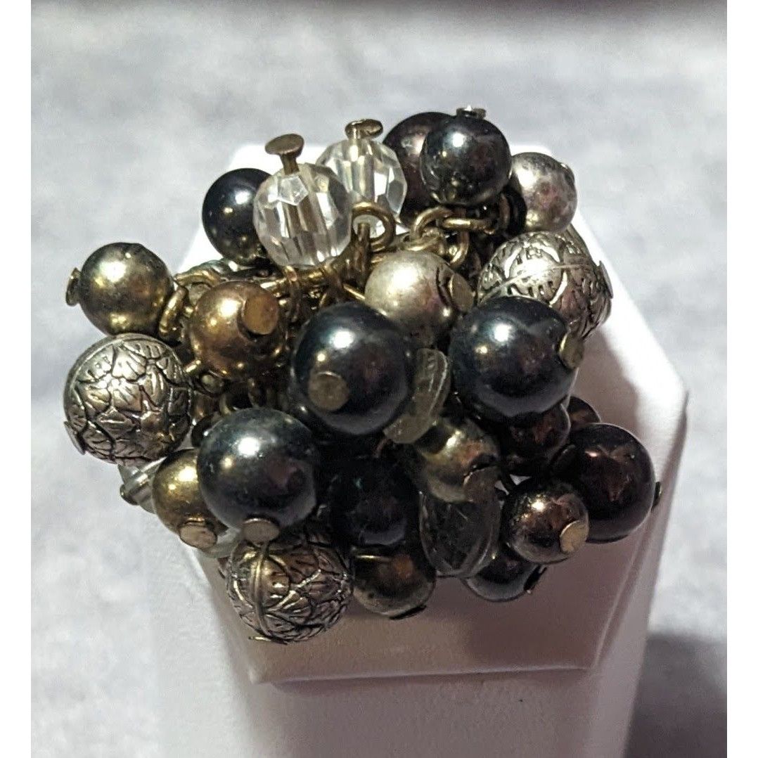 Other Chunky Metallic Beaded Cluster Stretch Ring Size 8 Size ONE SIZE - 8 Thumbnail
