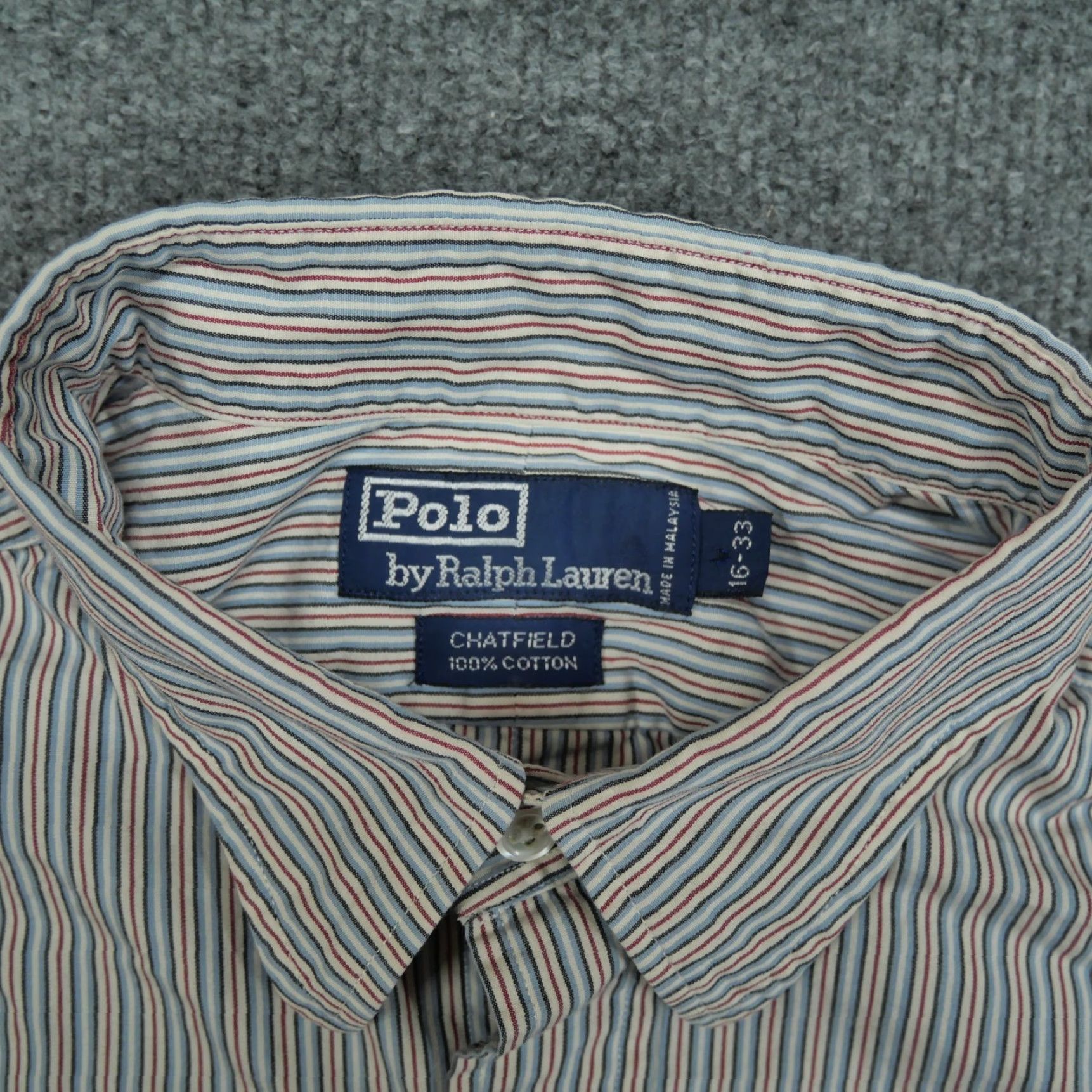 Polo Ralph Lauren VINTAGE Polo Ralph Lauren Shirt Mens 16 33 Blue Red Striped Button Up Chatfield Plaid Cotton Classic Button-Down Collar Mens Size US L / EU 52-54 / 3 - 5 Thumbnail