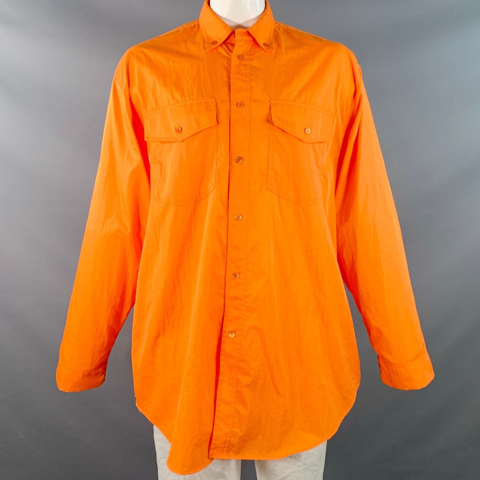 Frankie Shop Size L Orange Polyester Button Down Collar Oversized Shirt Size US L / EU 52-54 / 3 - 2 Thumbnail