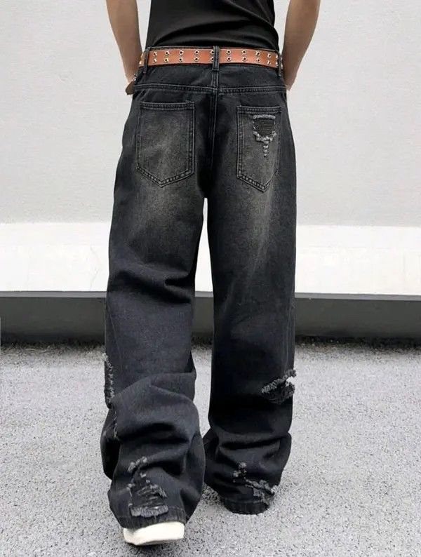 Japanese Brand Misuzu x Ayako Distressed Black Ripped Torn Jeans Y2k sh Size US 39 - 3 Thumbnail
