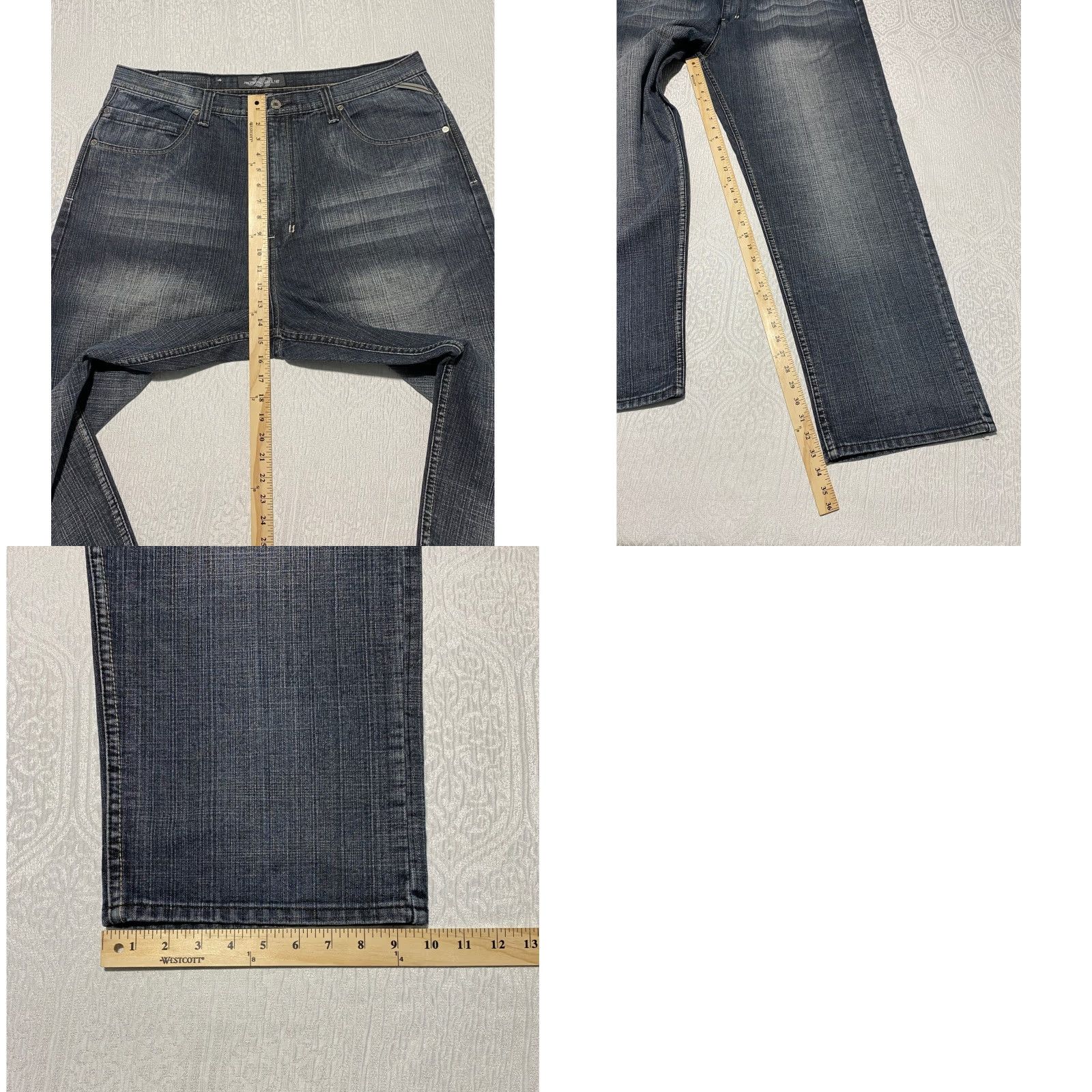 Denime ROYAL BLUE Jeans Mens 40x34 Dark Wash Straight Wide Leg Cotton Denim Pants Size US 40 / EU 56 - 8 Thumbnail