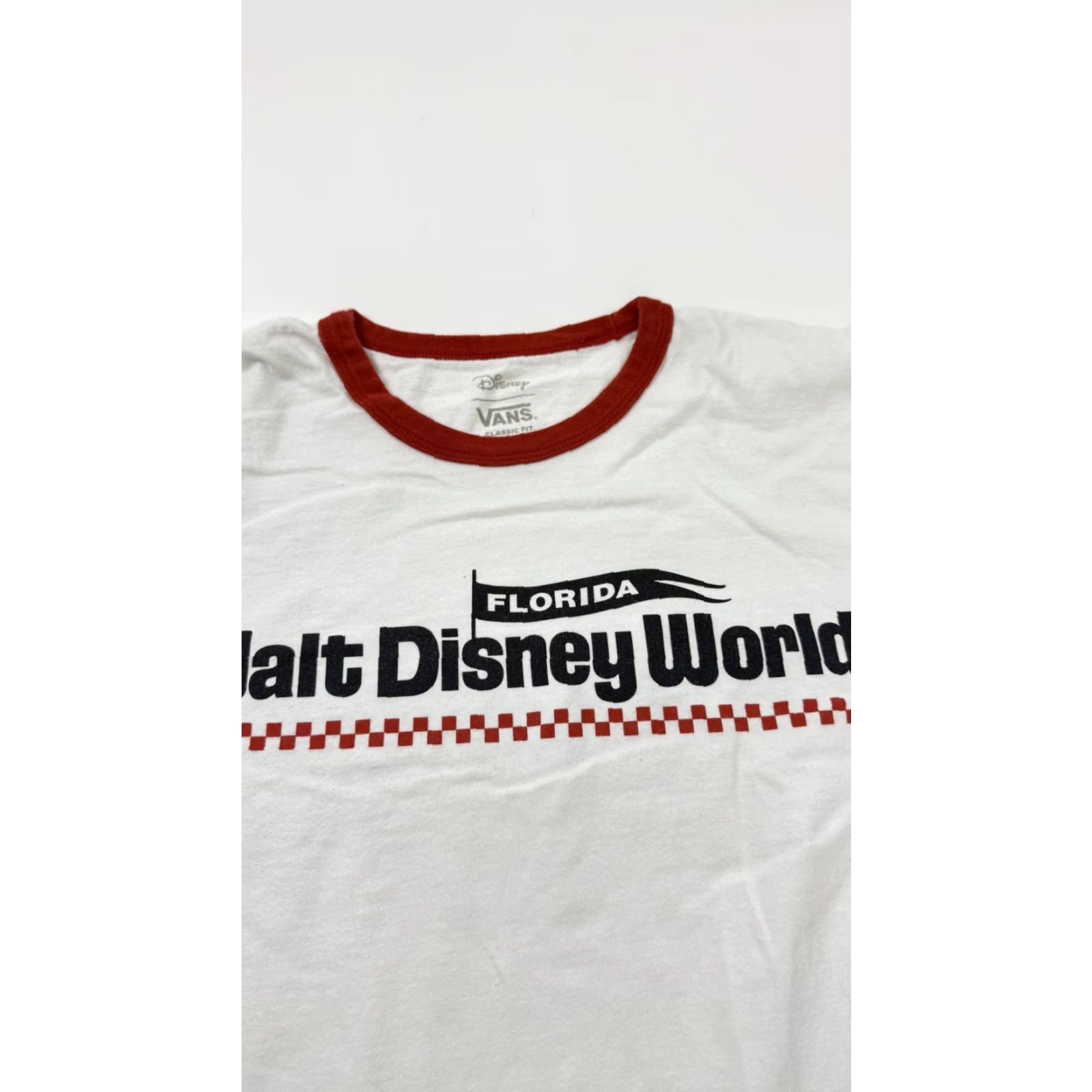 Vans Walt Disney World Vans Shirt Mens Large White Red Ringer Tee Checkerboard Size US L / EU 52-54 / 3 - 3 Thumbnail