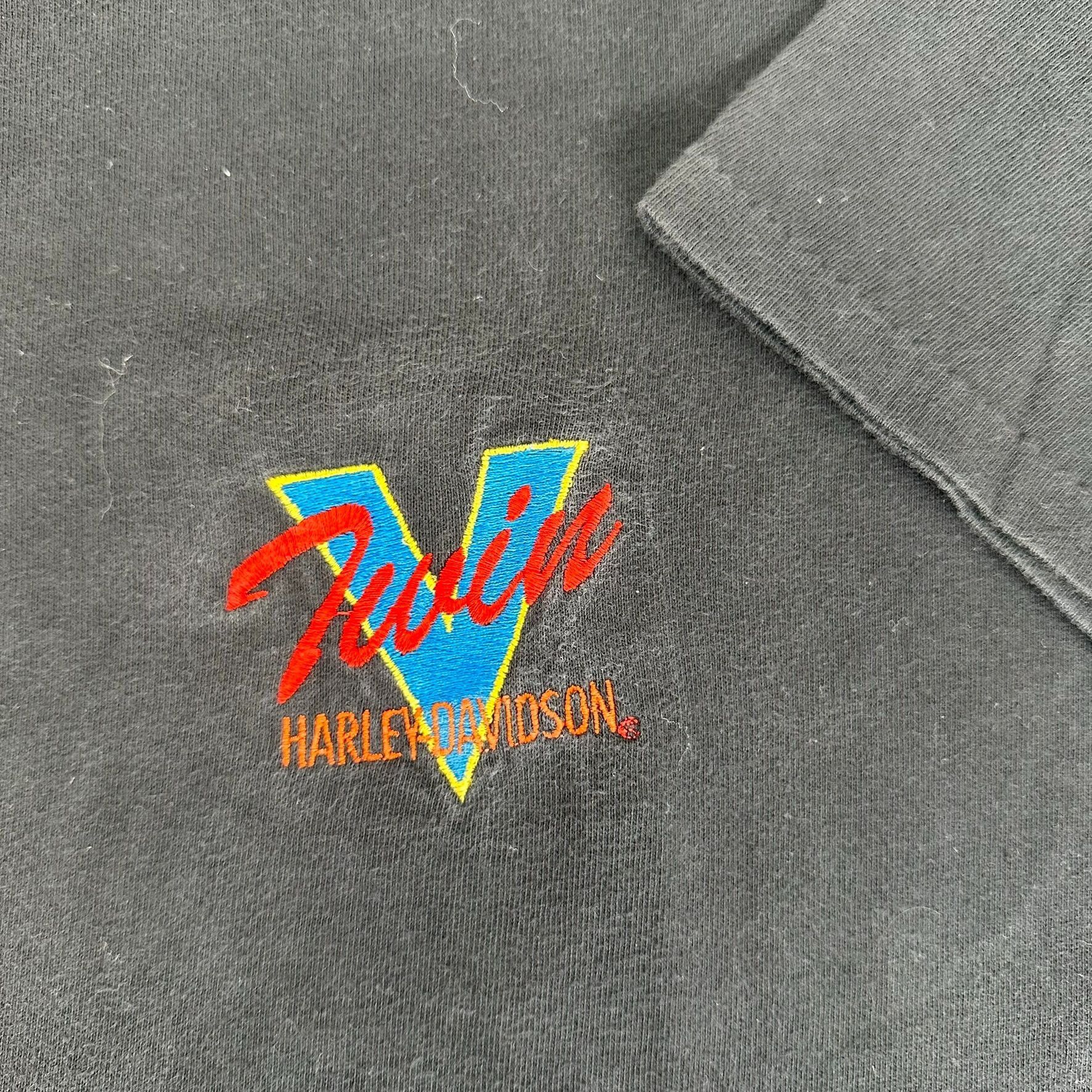 Harley Davidson Vintage 90s Harley Davidson T-Shirt Moto Boxy Faded Black Si Size US XL / EU 56 / 4 - 2 Thumbnail