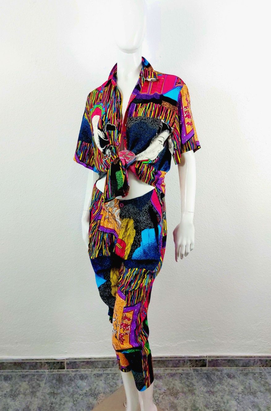 Marithe + Francois Girbaud Marithe + Francois Girbaud Dragon Tiger Boho Shirt Pants Set Size M / US 6-8 / IT 42-44 - 7 Thumbnail
