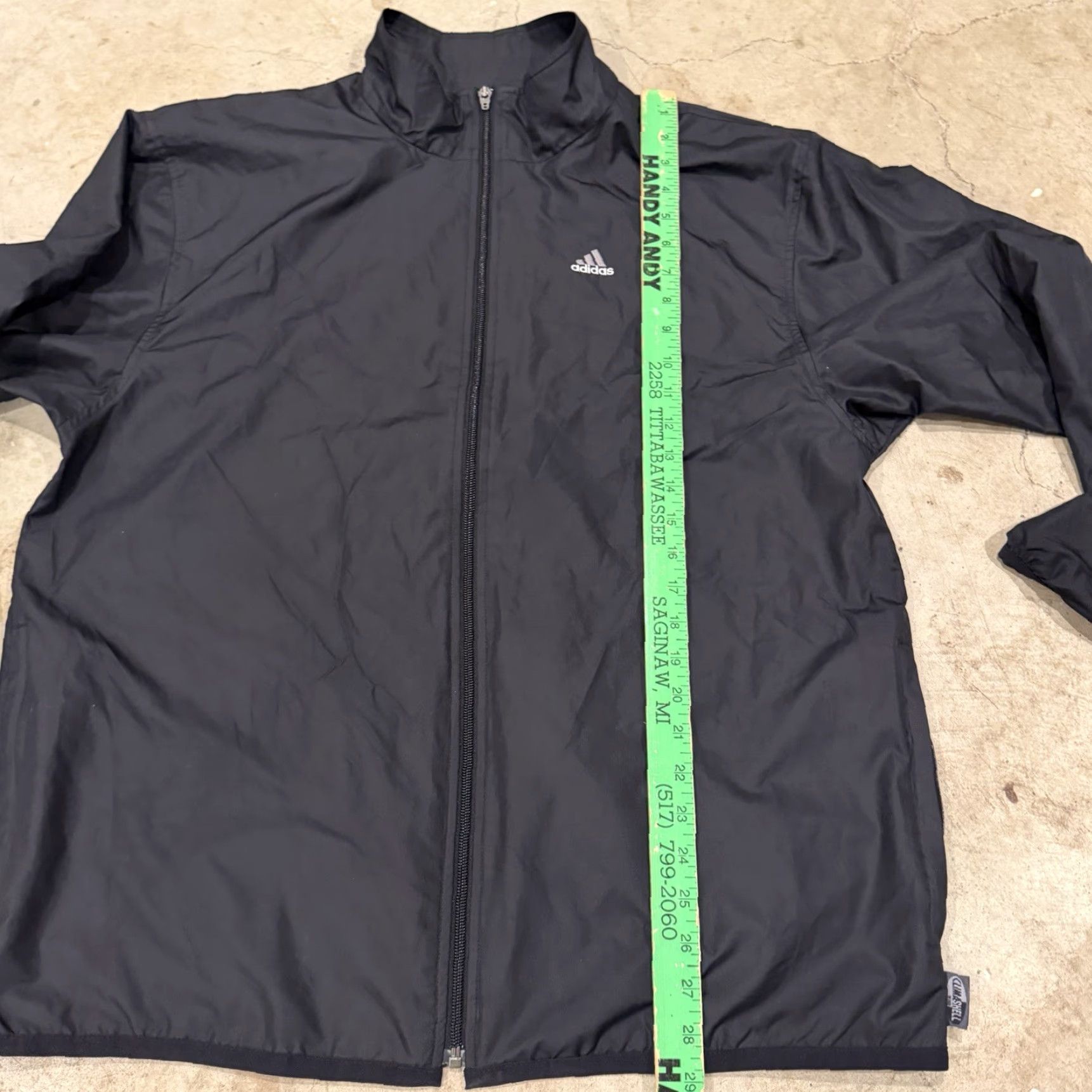 Adidas ADIDAS Mens Large Full Zip Windbreaker Jacket Pockets Black Acitve Athletic Size US L / EU 52-54 / 3 - 6 Thumbnail
