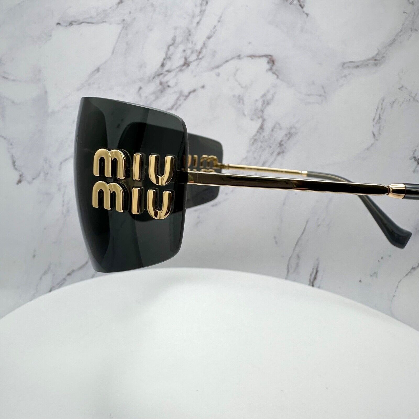 Miu Miu New MIU MIU Sunglasses Gold Rimless Wrap Square Size ONE SIZE - 18 Thumbnail