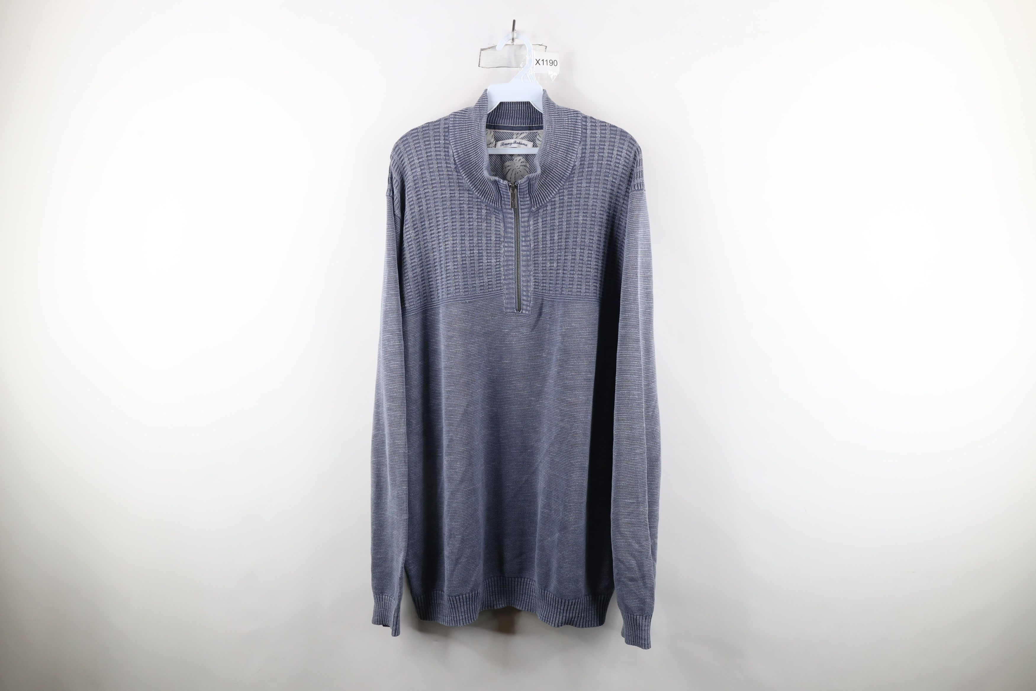 Tommy Bahama × Vintage Tommy Bahama Cotton Ribbed Knit Half Zip Pullover Sweater Size US XXL / EU 58 / 5 - 1 Thumbnail
