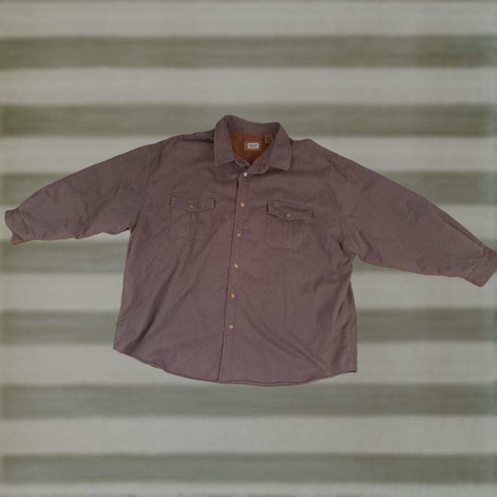 Vintage VINTAGE Schmidt Heavy Cotton Insulated Full Metal Button Brown Outdoor Jacket Shirt 3XL Mens Outdoor work Barn Shirt Insulated 34in long 32in chest Size US XXL / EU 58 / 5 - 1 Thumbnail