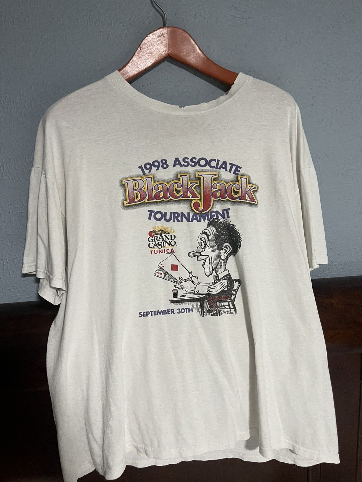 Hanes × Vintage True Vintage 1998 Grand Casino Tunica BJ Tournament Tee Size US XL / EU 56 / 4 - 1 Thumbnail