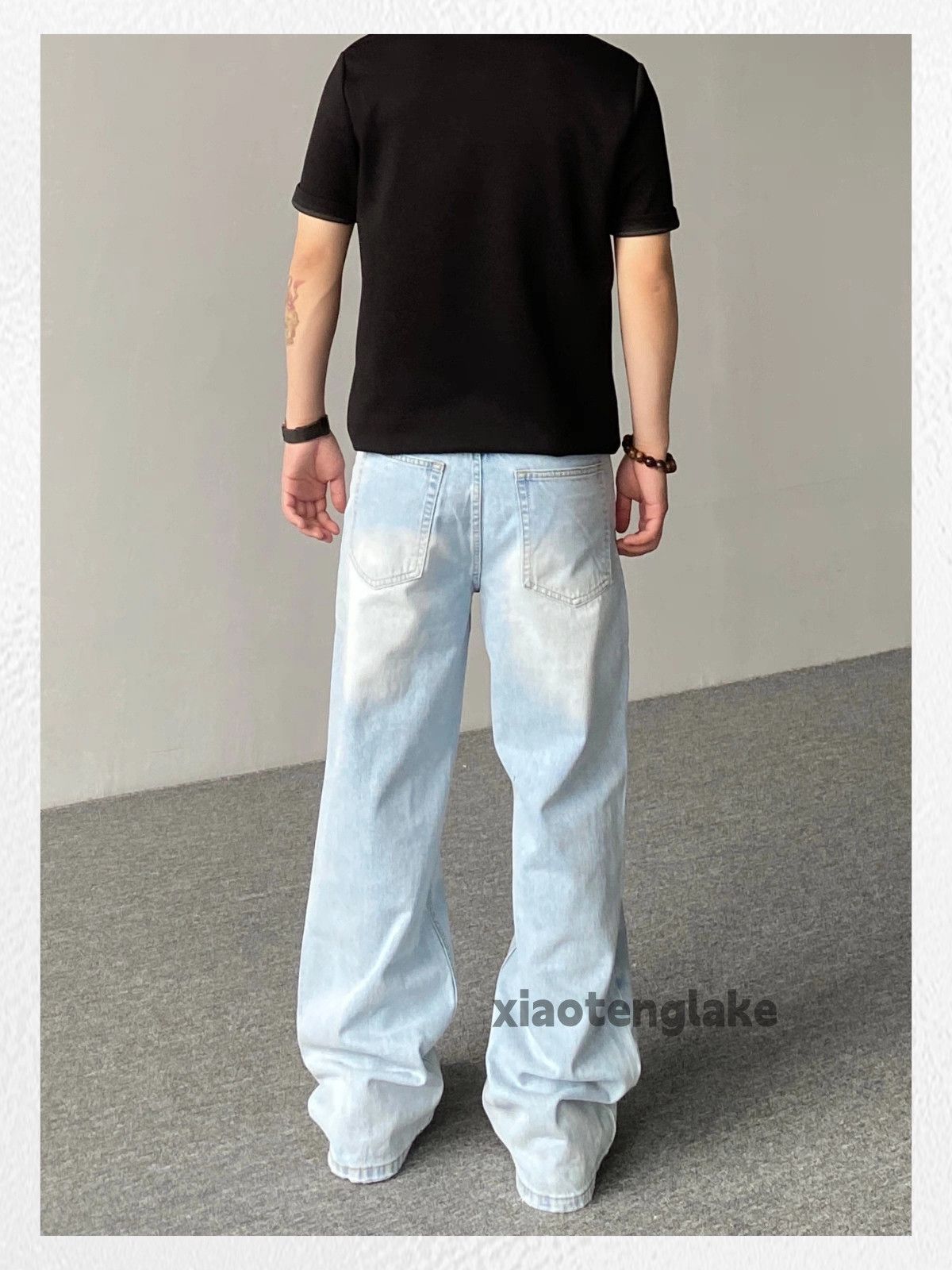 Jean Custom washed faded loose baggy wide Leg y2k jeans Size US 28 / EU 44 - 4 Thumbnail