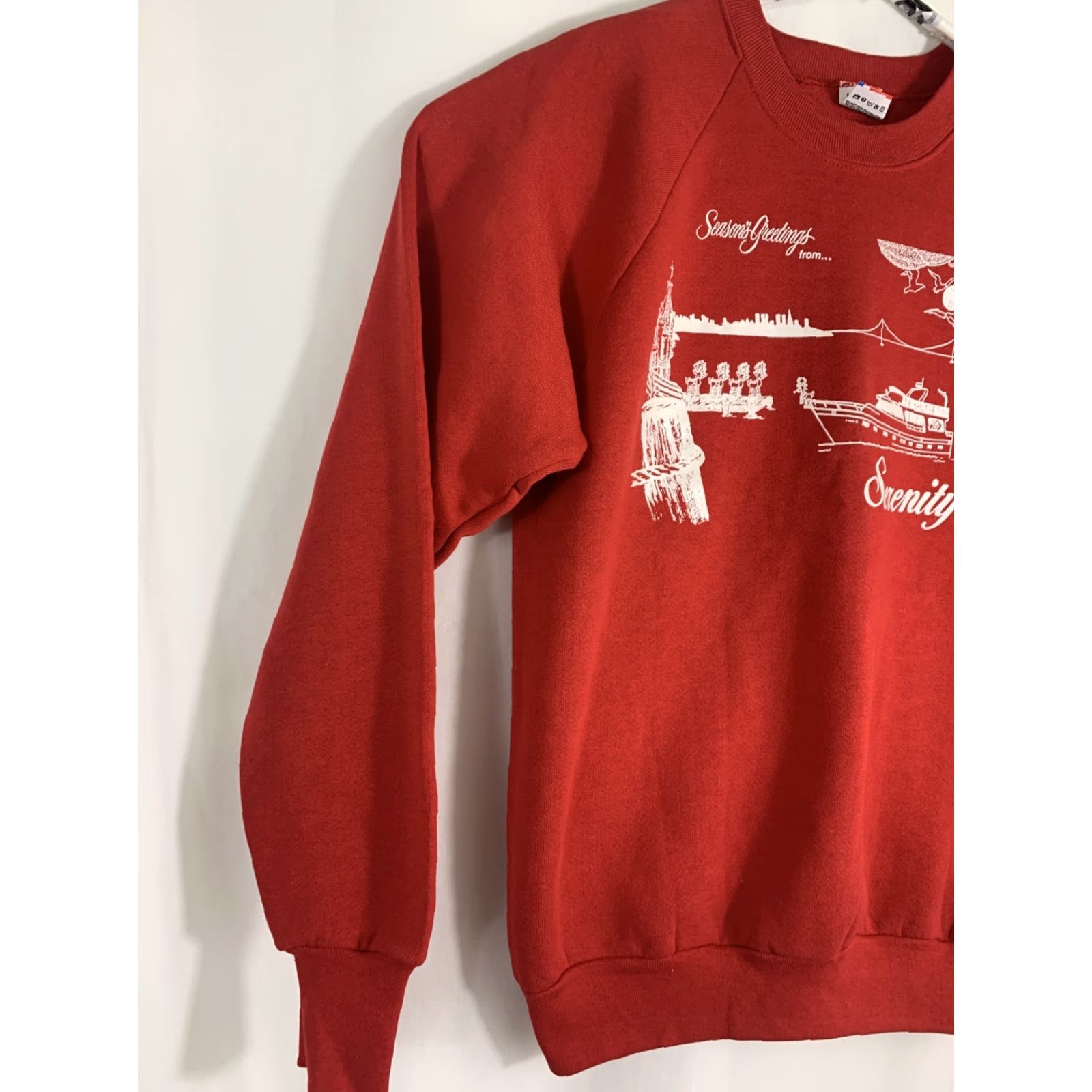 Jerzees VINTAGE Jerzees Unisex L Red Serenity Seasons Greetings Crew Neck Sweater Size US L / EU 52-54 / 3 - 2 Thumbnail