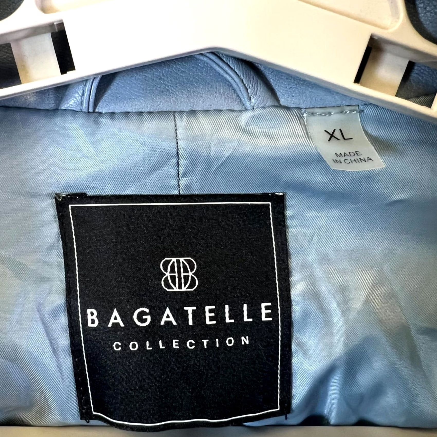 Vintage Bagatelle Biker Jacket Women's XL Blue Faux Leather Cropped Full Zip Jacket Size XL / US 12-14 / IT 48-50 - 2 Thumbnail