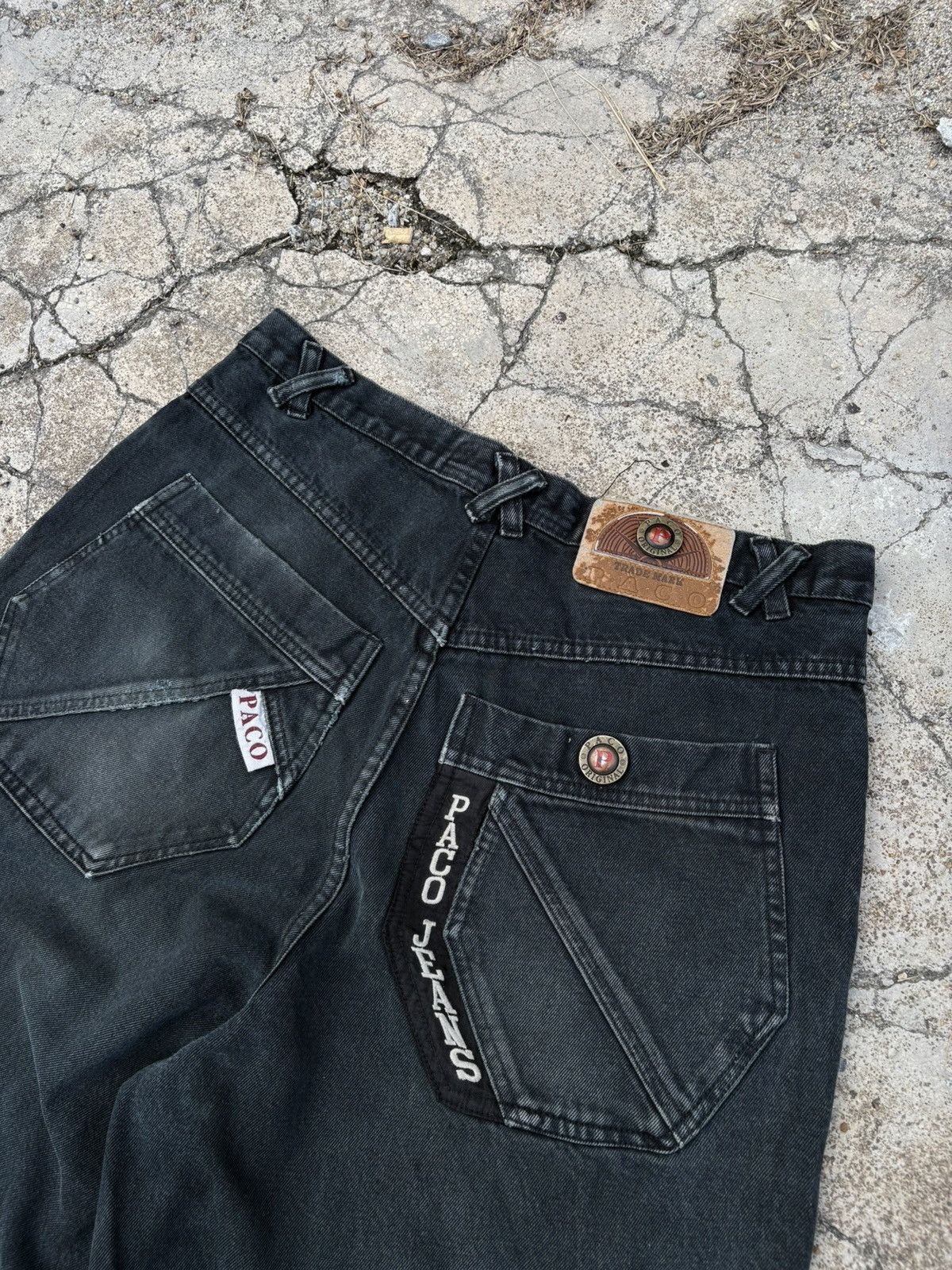 JNCO Vintage Y2K Paco Baggy Jeans Faded Black Washed Size US 34 / EU 50 - 5 Thumbnail