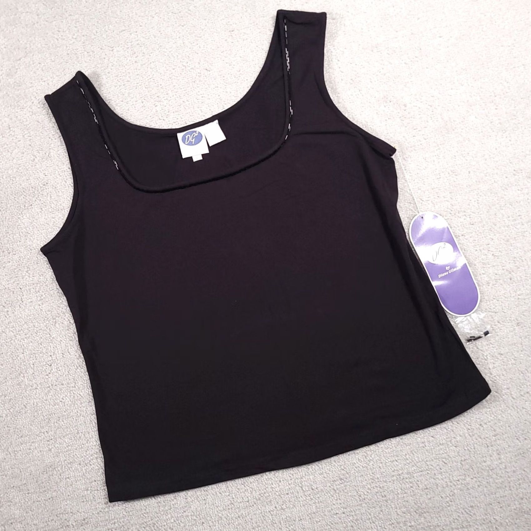 Vintage Diane Gilman Tank Sleeveless Shirt Women's Large Black Beaded Round Neck Size L / US 10 / IT 46 - 2 Thumbnail