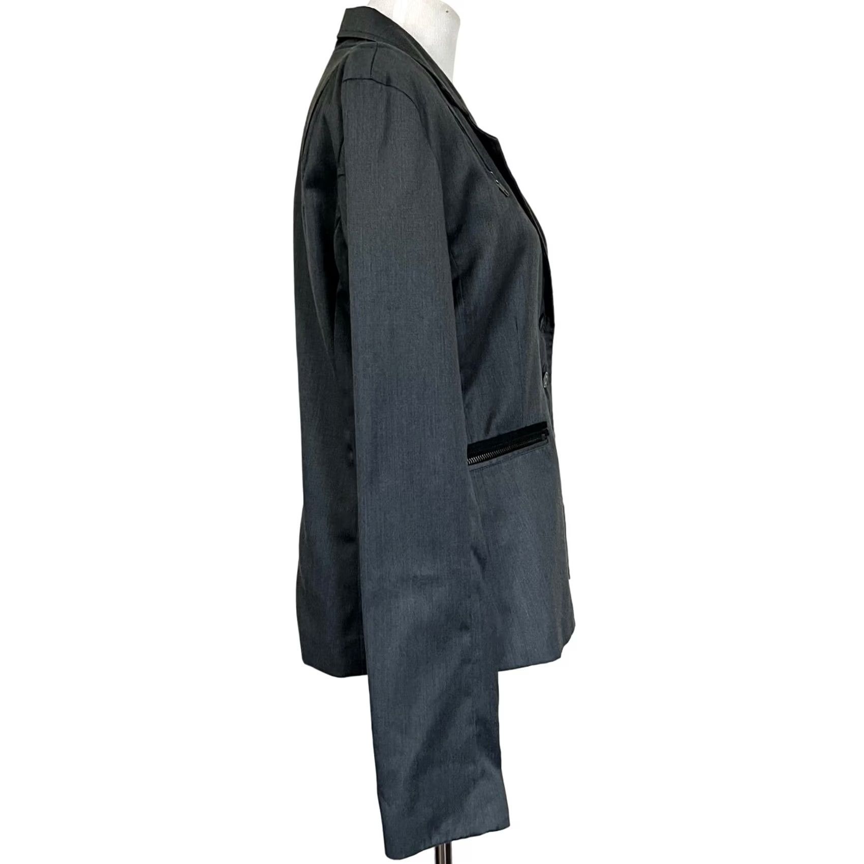 Vintage Chor Women’s Jacket Blazer Gray 3-Button Pockets Accent Zippers Wool Blend Sz L Size L / US 10 / IT 46 - 7 Thumbnail