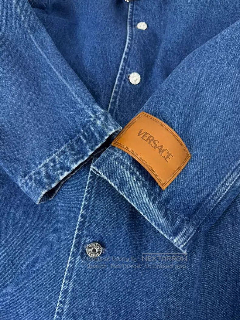 Versace Versace Single-breasted belt sleeve label denim coat Size US M / EU 48-50 / 2 - 4 Thumbnail