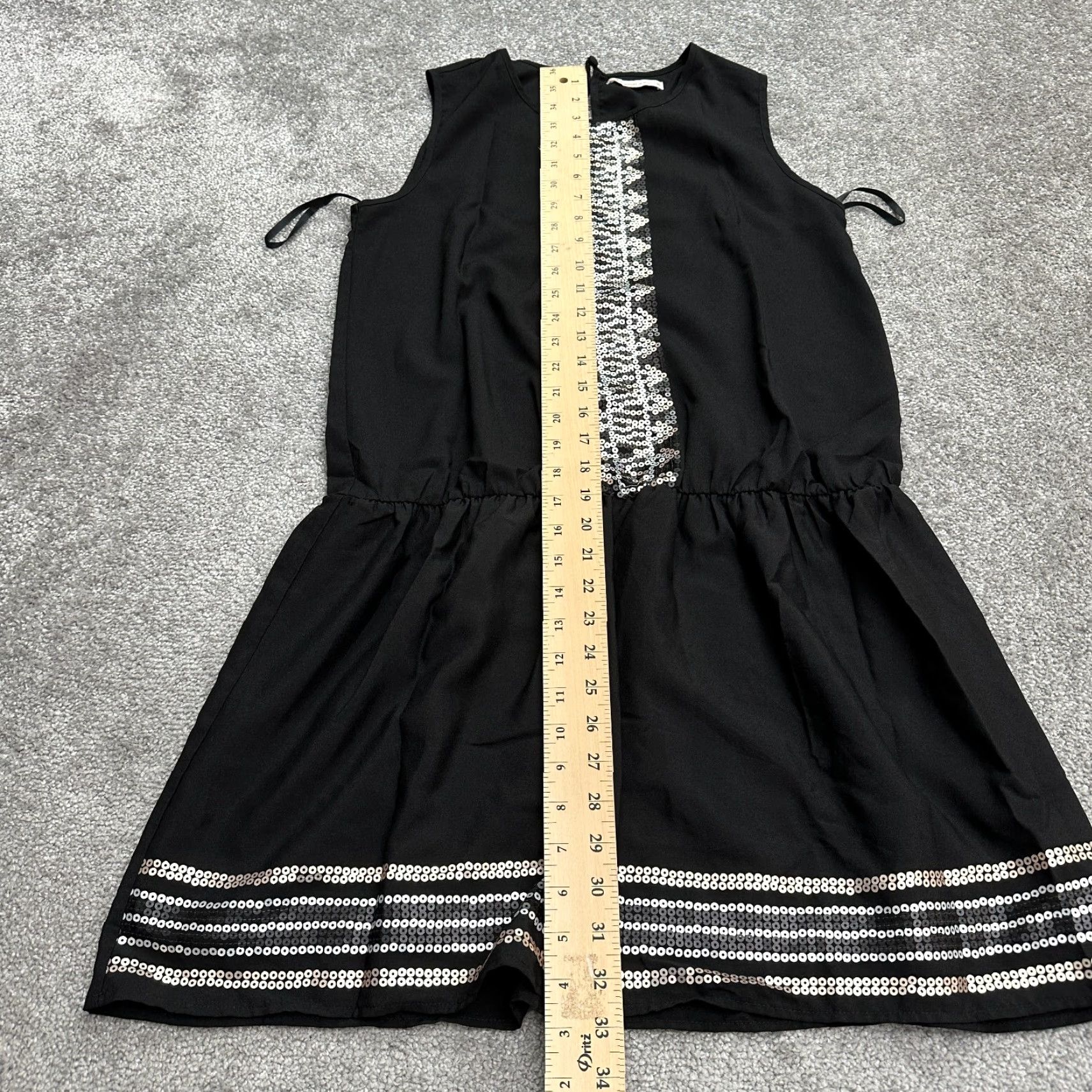 Vintage Gemo Dress Womens 36 Black Knee Length Sleeveless A-Line Sequins Work Casual Size XS / US 0-2 / IT 36-38 - 7 Thumbnail