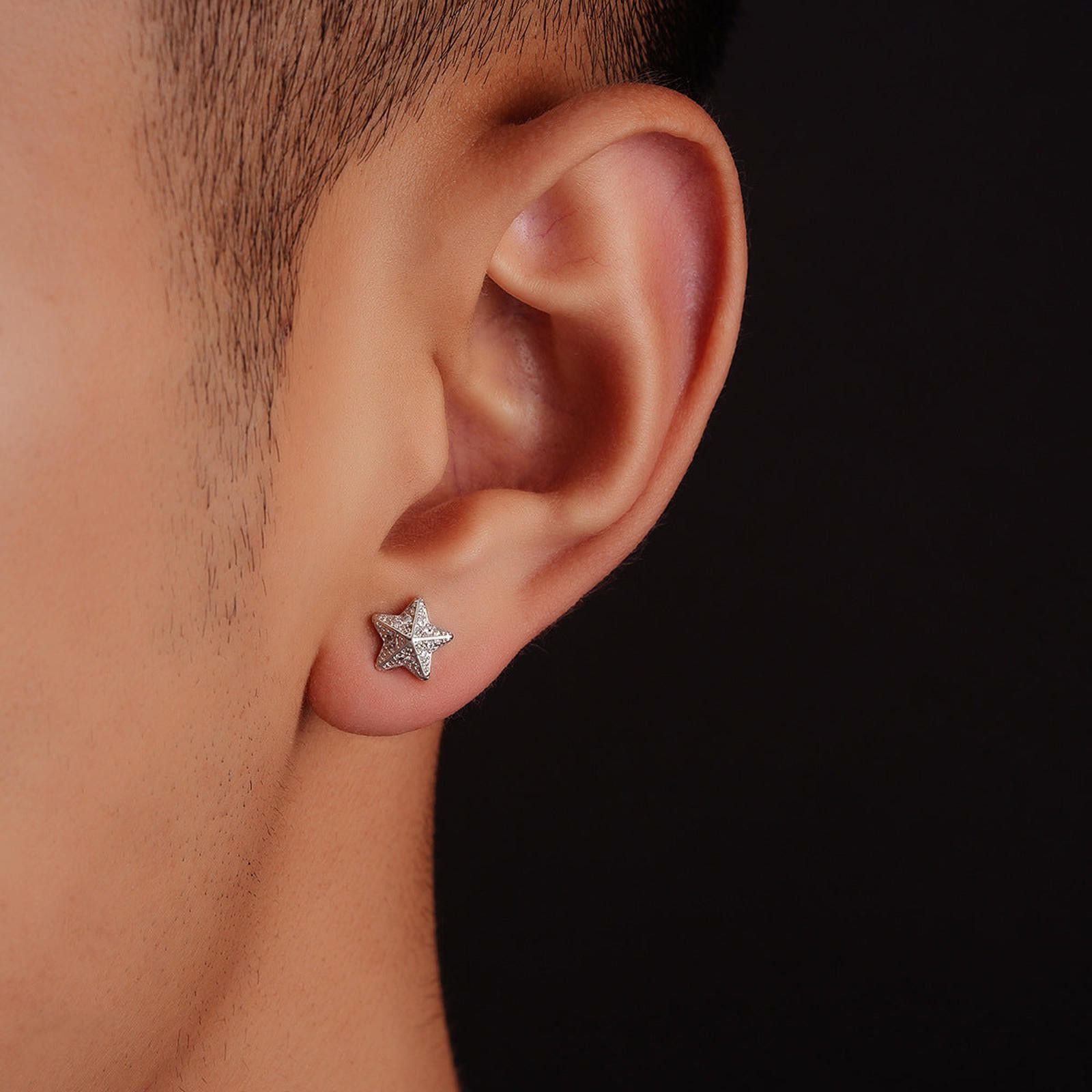 Jewelry Silver Star Stud Earrings, Sparkling Crystal Earrings Size ONE SIZE - 1 Thumbnail