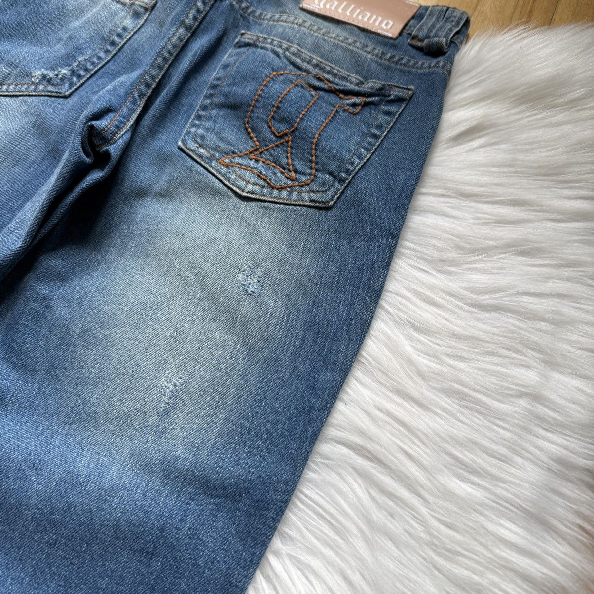 John Galliano 📌 NEW John Galliano Y2K 00s Big Logo Straight Jeans Size 25" / US 0 / IT 36 - 4 Thumbnail