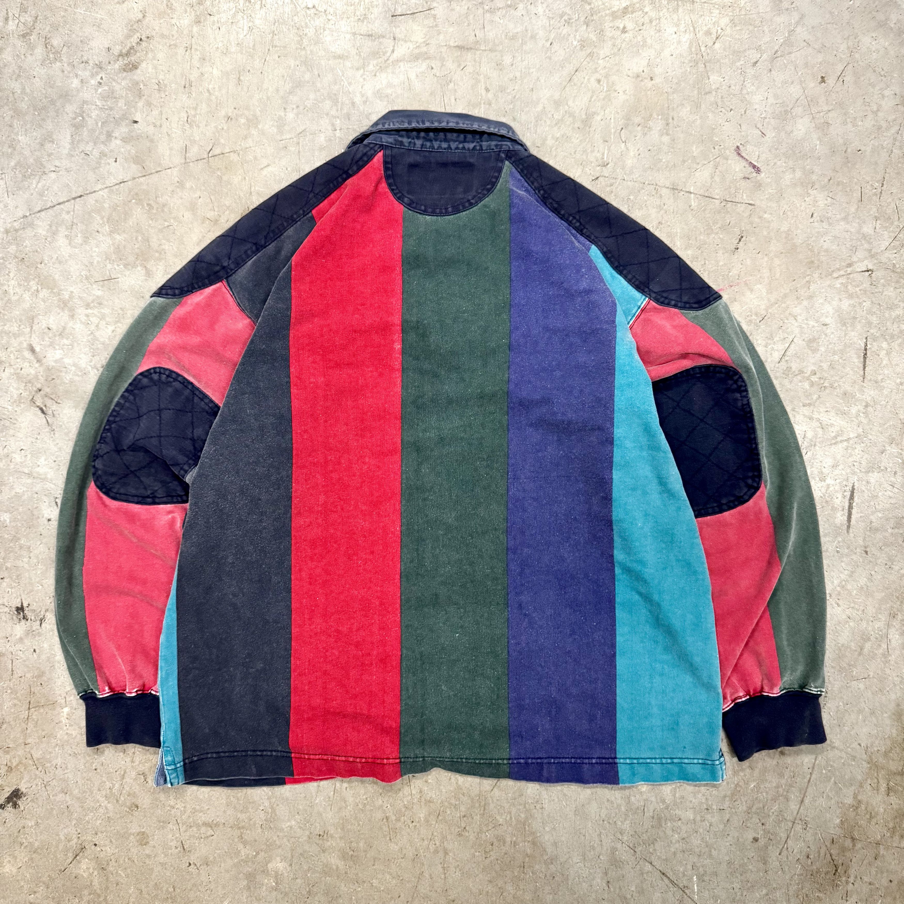Vintage VTG 90s Easy Rugby Washed Canvas Padded Striped Polo Shirt Size US M / EU 48-50 / 2 - 2 Thumbnail