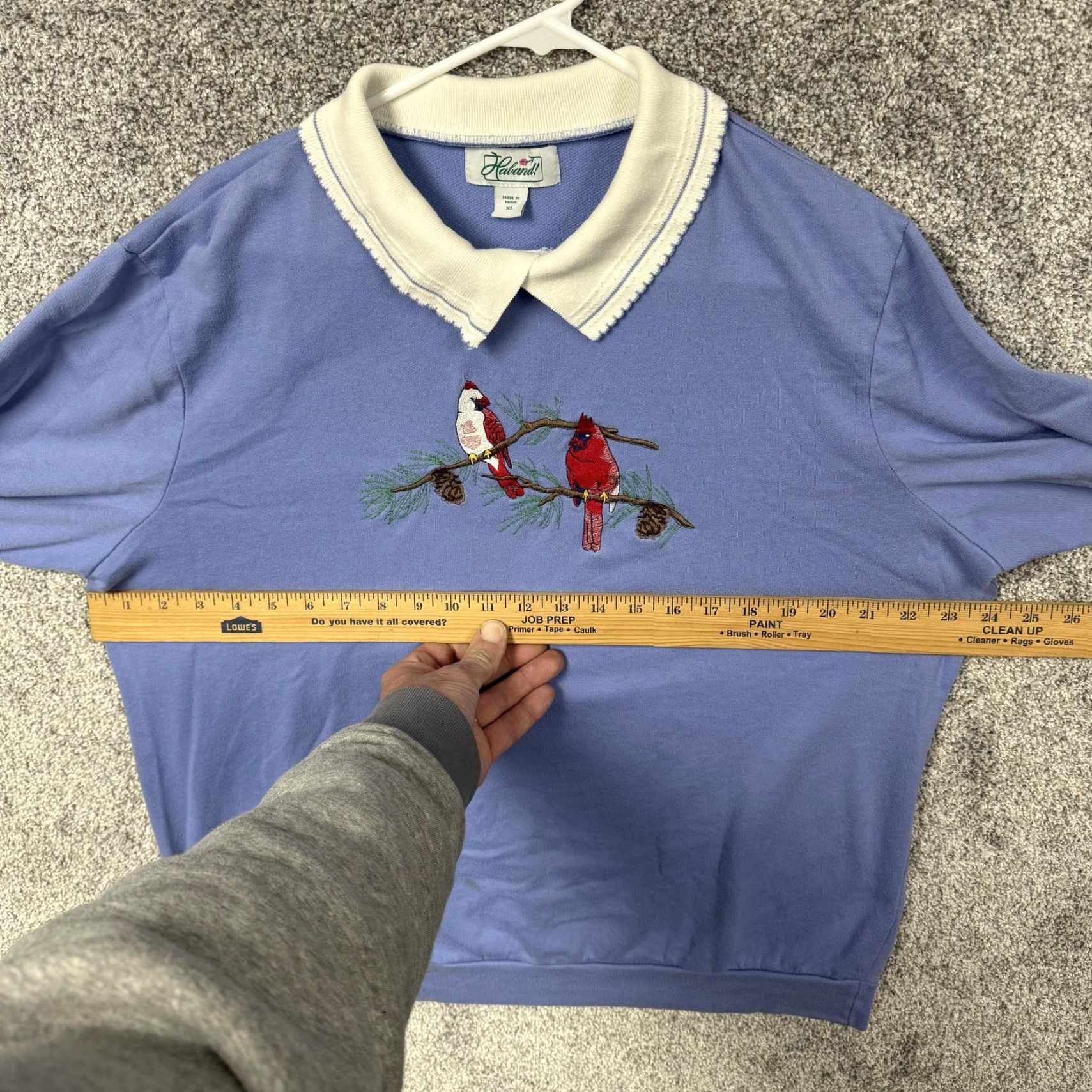 Haband VINTAGE Haband Cardinal Pine Tree Sweatshirt XL Collared Embroidered Birds Winter Women Graphic Print Pine Embroidery Size XL / US 12-14 / IT 48-50 - 4 Thumbnail