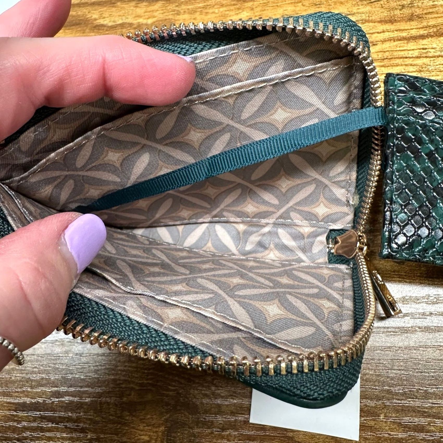 Christian Lacroix CXL Christian Lacroix Viere Python Smooth Zip-Around Wallet Teal Green Women Size ONE SIZE - 5 Thumbnail
