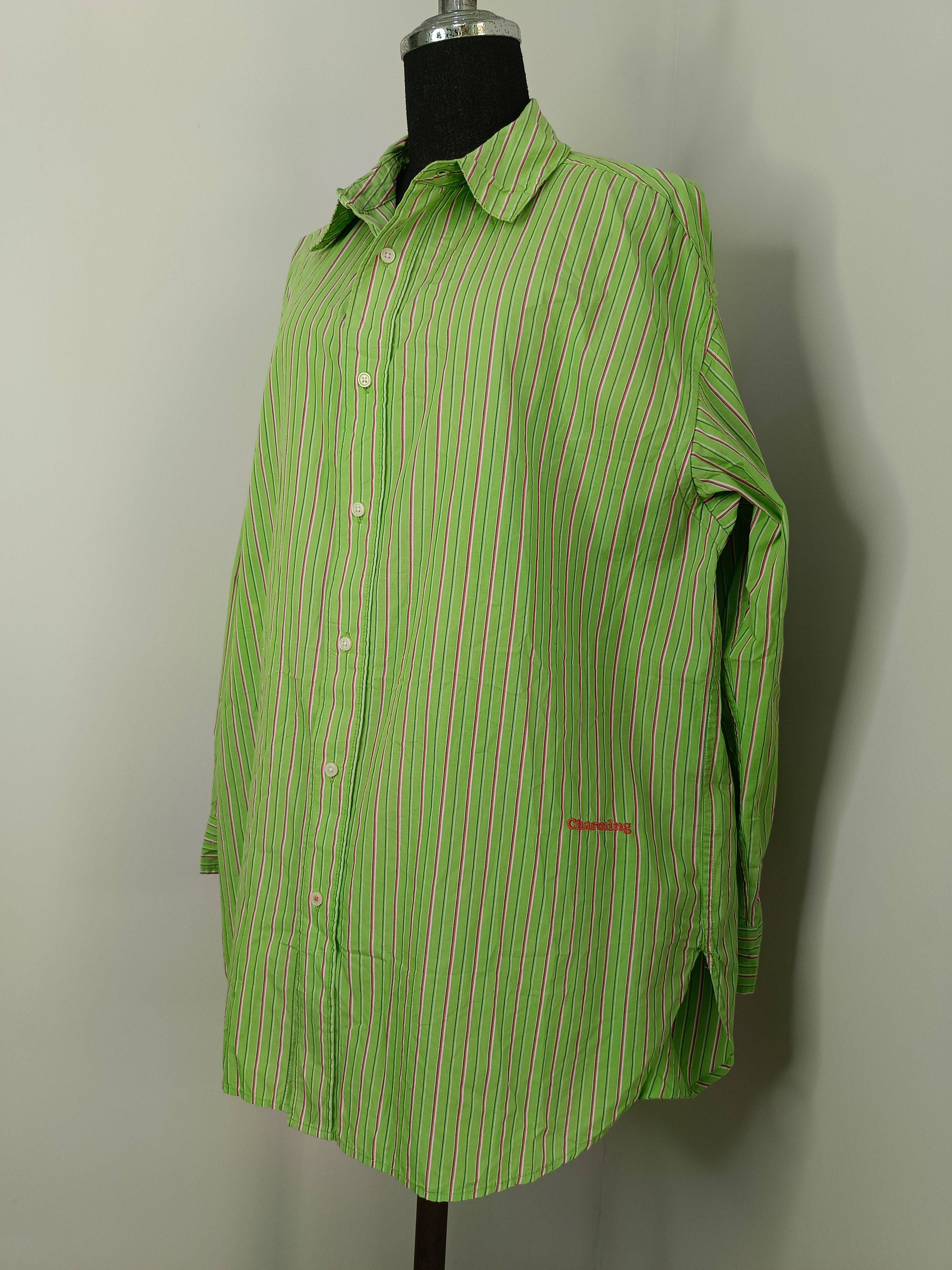 image of Niko And ... By Issey Miyake Striped Oversized Big Shirt in Green, Men's (Size XL)