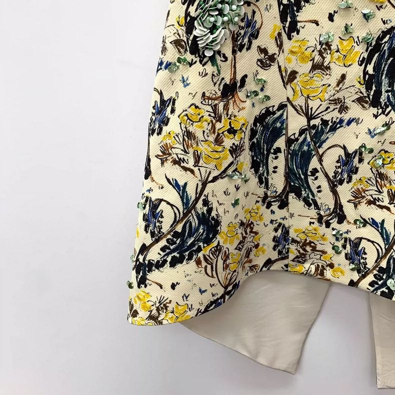 Dior Dior Yellow sequin decorated printed wool round-neck sleeve Size XS / US 0-2 / IT 36-38 - 4 Thumbnail