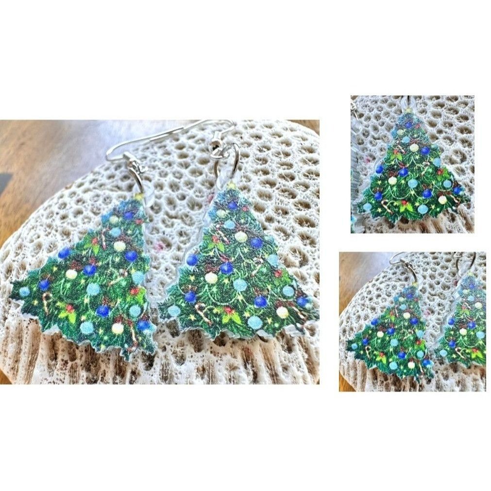 Handmade Blue Christmas Tree Earrings New Ornaments Graceland Elvis M Size ONE SIZE - 11 Thumbnail